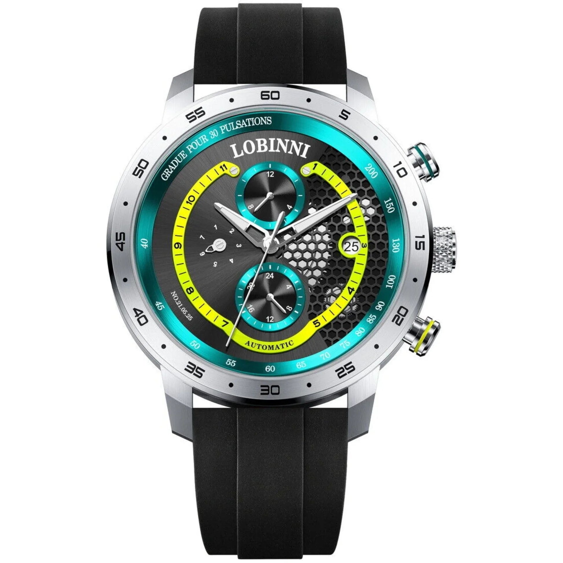 LOBINNI New Sport Watches Self-wind Mechanical Automatic Watch Men 50M Waterproof Watch Rubber Strap Lumious Watch - 16063 - DREAM WATCHES