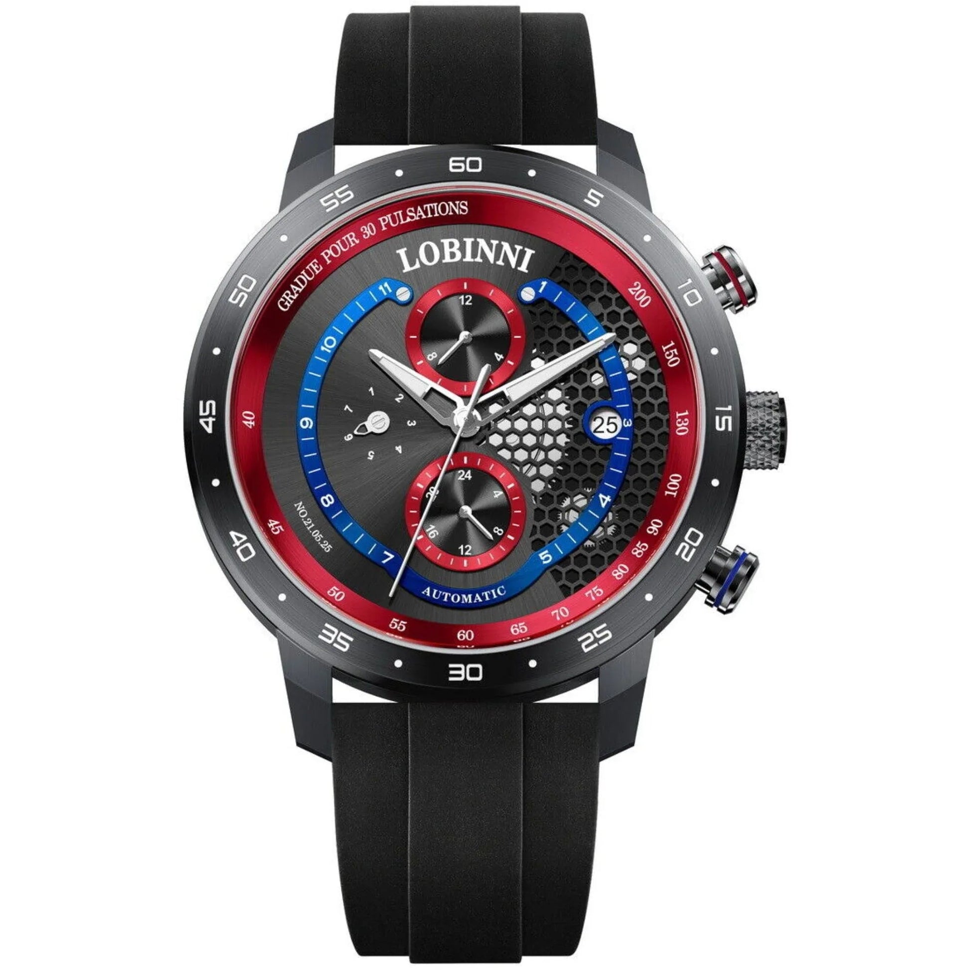 LOBINNI New Sport Watches Self-wind Mechanical Automatic Watch Men 50M Waterproof Watch Rubber Strap Lumious Watch - 16063 - DREAM WATCHES
