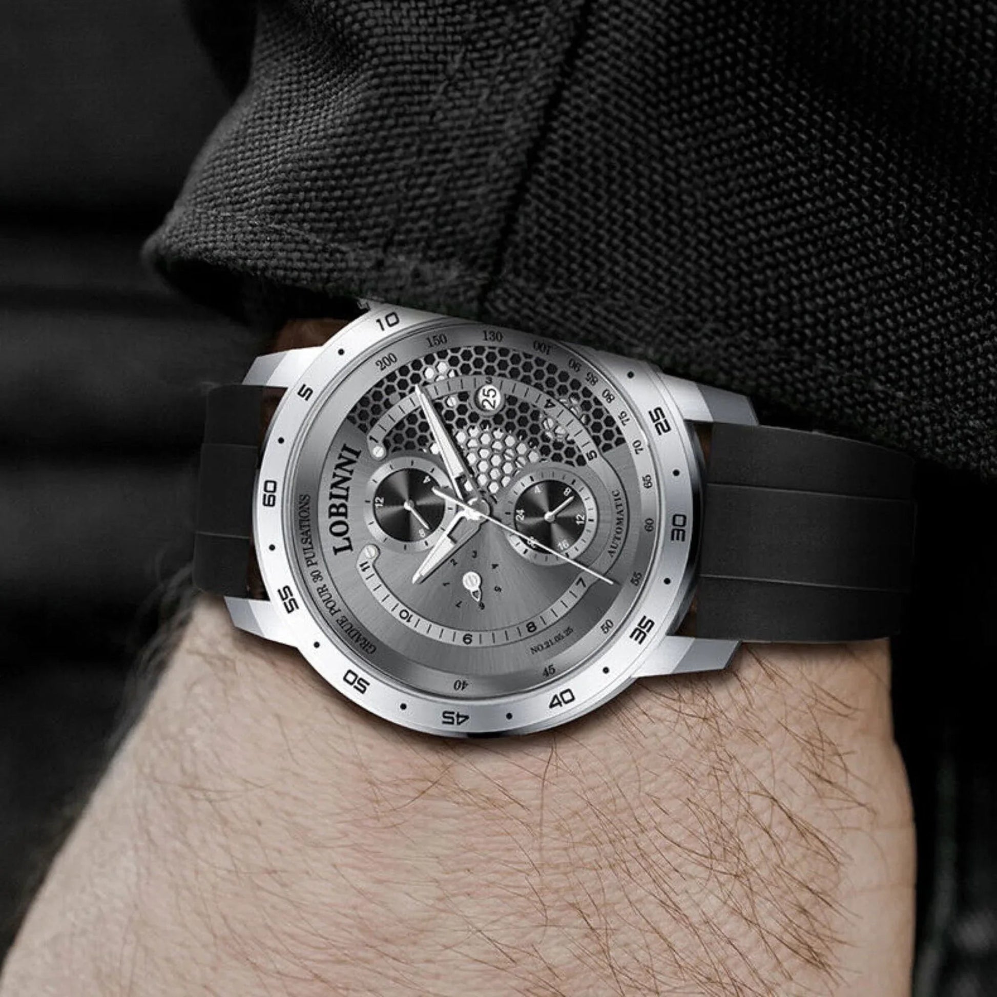 LOBINNI New Sport Watches Self-wind Mechanical Automatic Watch Men 50M Waterproof Watch Rubber Strap Lumious Watch - 16063 - DREAM WATCHES