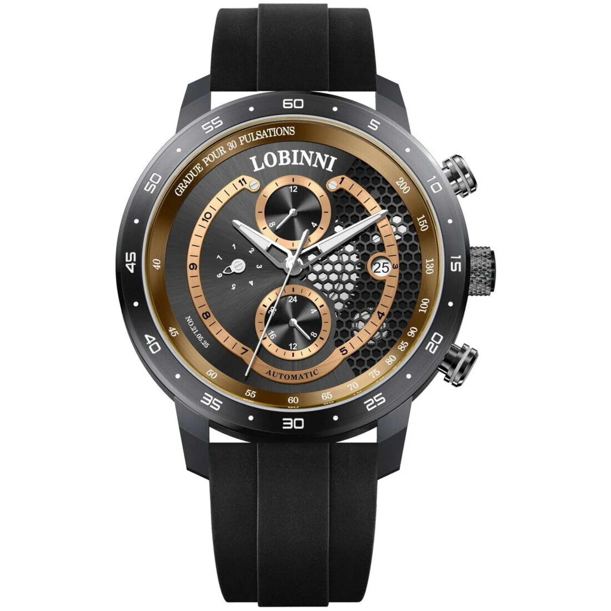 LOBINNI New Sport Watches Self-wind Mechanical Automatic Watch Men 50M Waterproof Watch Rubber Strap Lumious Watch - 16063 - DREAM WATCHES