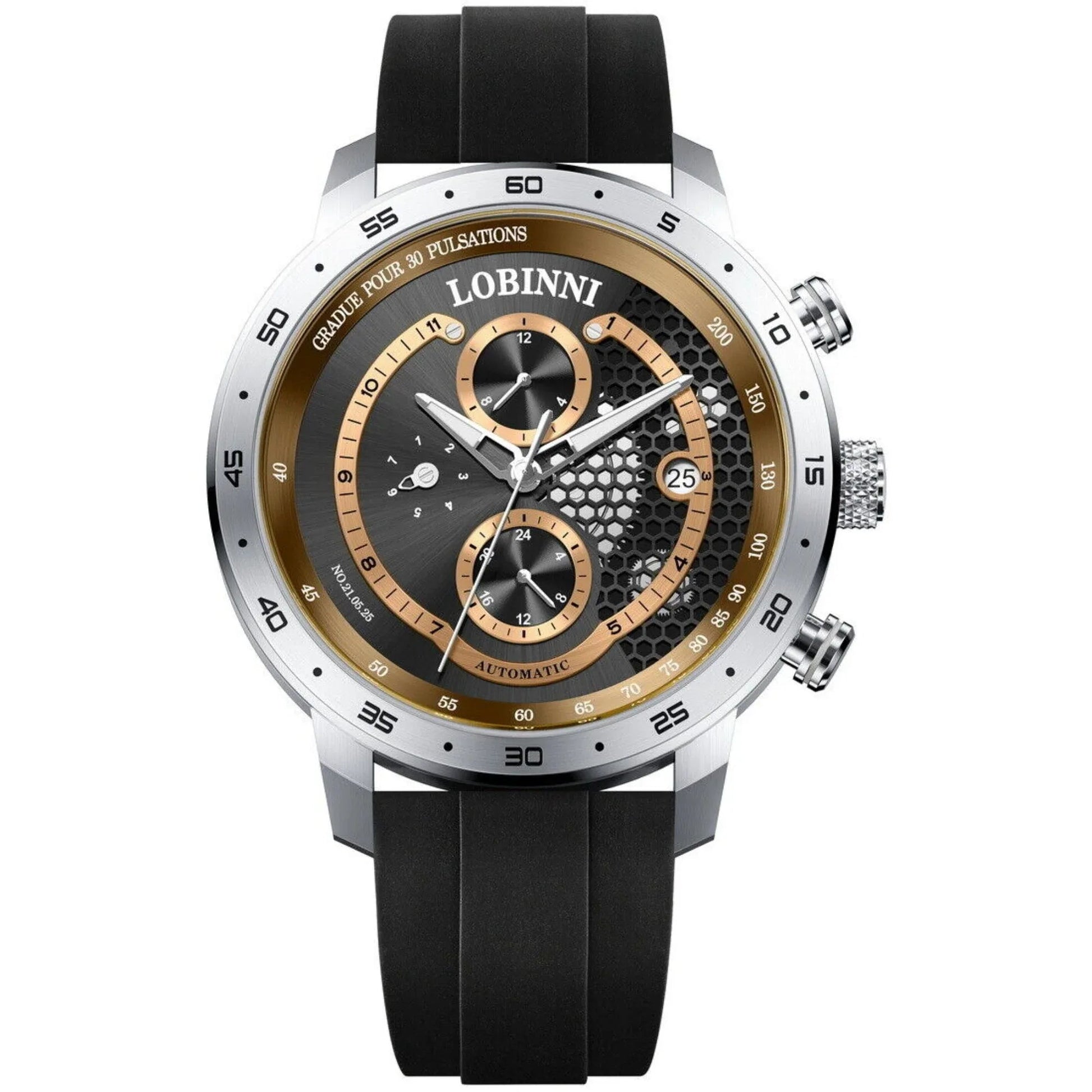 LOBINNI New Sport Watches Self-wind Mechanical Automatic Watch Men 50M Waterproof Watch Rubber Strap Lumious Watch - 16063 - DREAM WATCHES