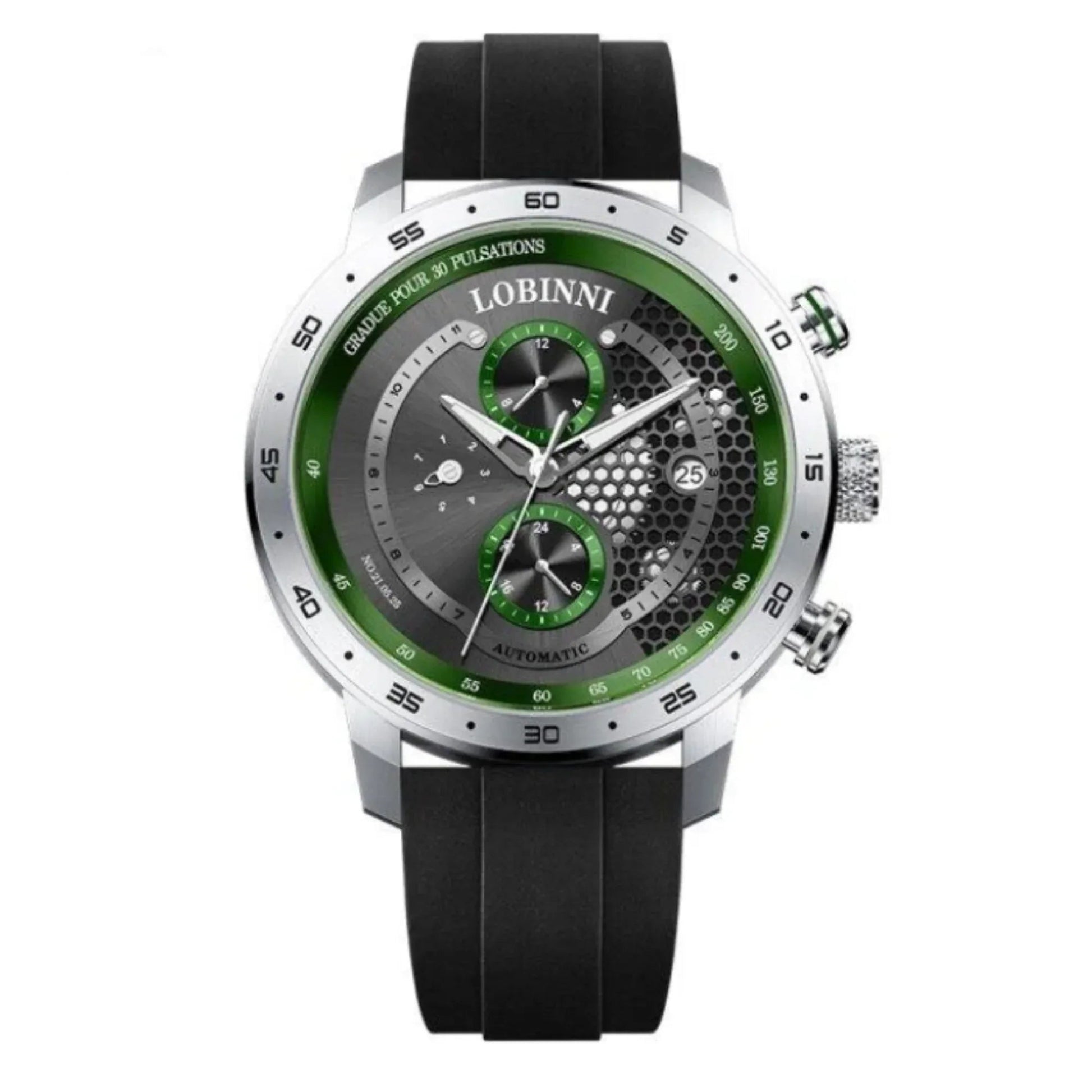 LOBINNI New Sport Watches Self-wind Mechanical Automatic Watch Men 50M Waterproof Watch Rubber Strap Lumious Watch - 16063 - DREAM WATCHES