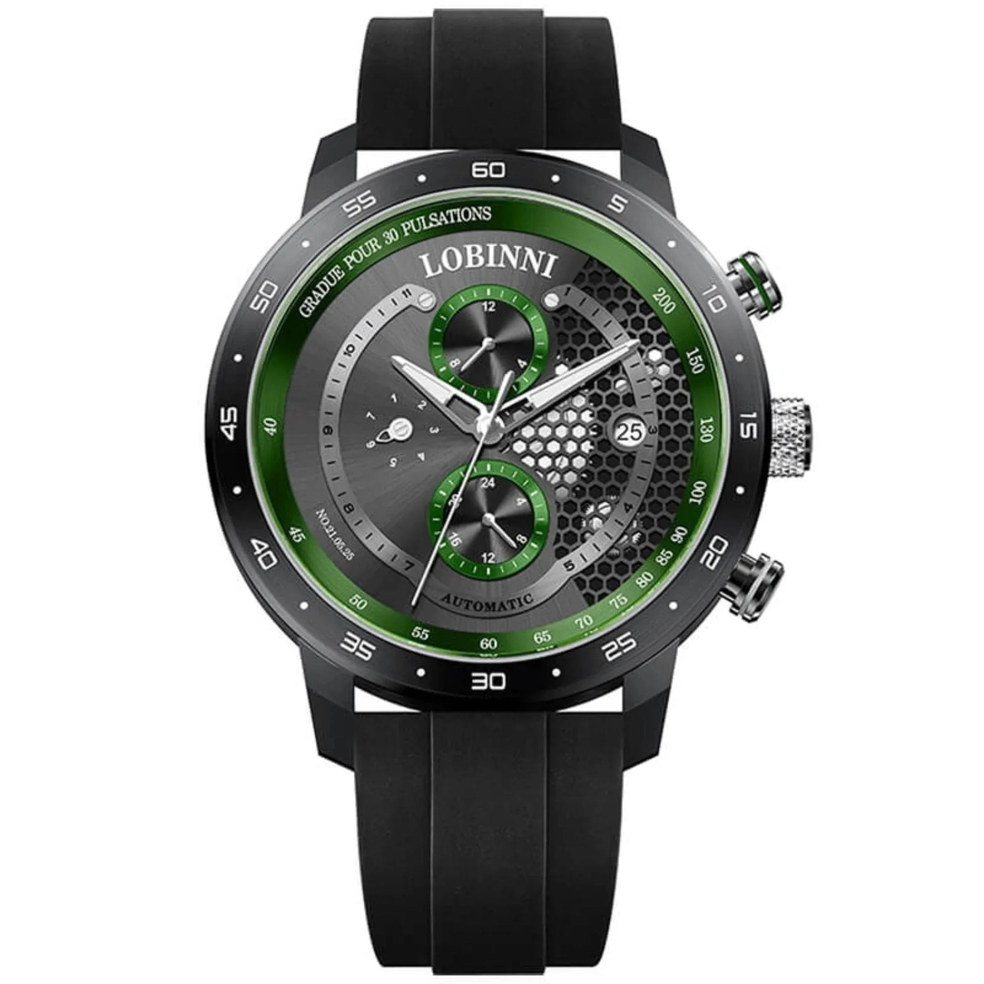 LOBINNI New Sport Watches Self-wind Mechanical Automatic Watch Men 50M Waterproof Watch Rubber Strap Lumious Watch - DREAM WATCHES