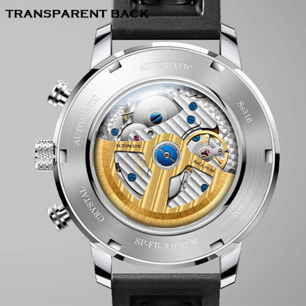 LOBINNI New Sport Watches Self-wind Mechanical Automatic Watch Men 50M Waterproof Watch Rubber Strap Lumious Watch - DREAM WATCHES