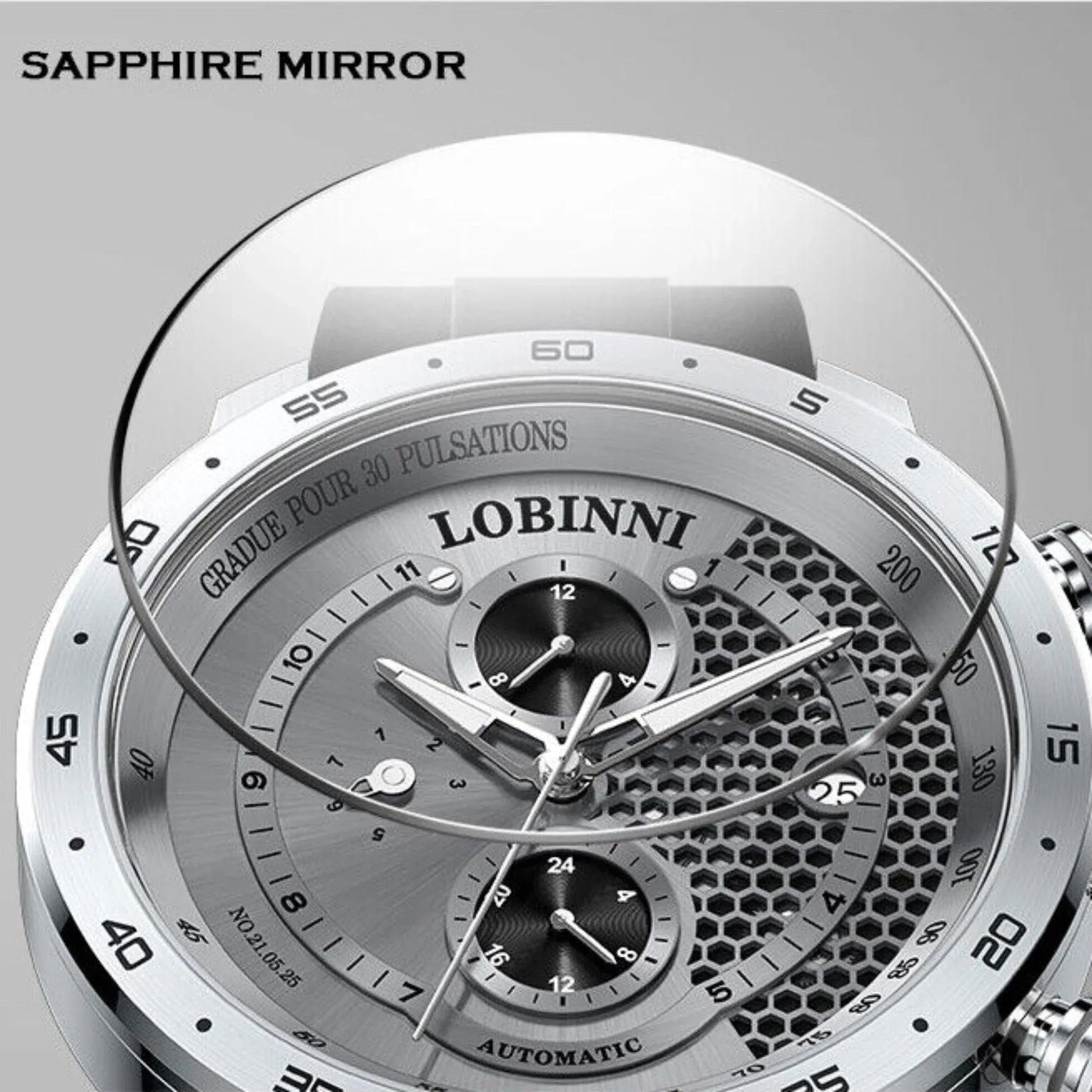 LOBINNI New Sport Watches Self-wind Mechanical Automatic Watch Men 50M Waterproof Watch Rubber Strap Lumious Watch - DREAM WATCHES