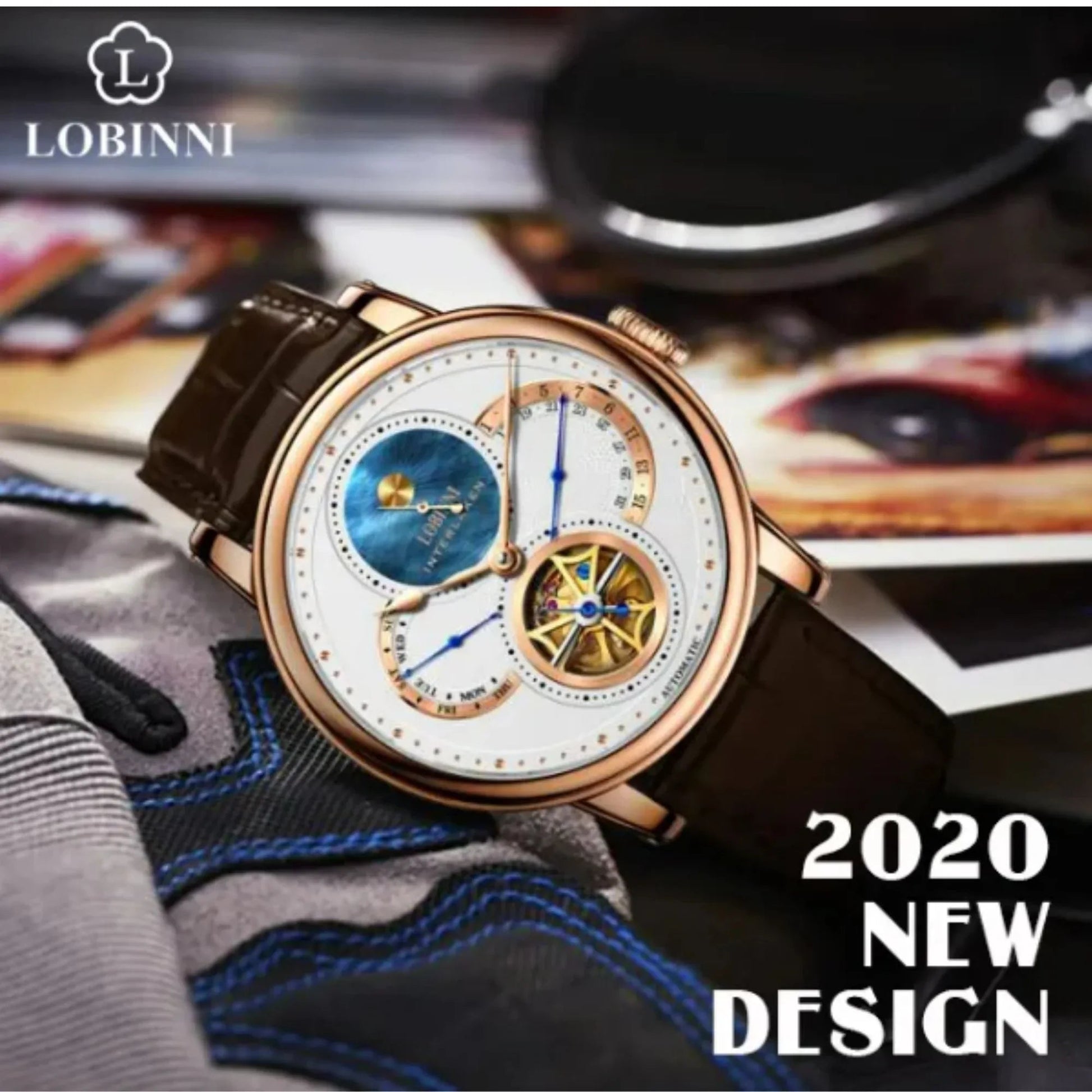 Lobinni skeleton mechanical watch luxury brand wristwatches automatic mechanical watch wrist for men - 16015 - DREAM WATCHES