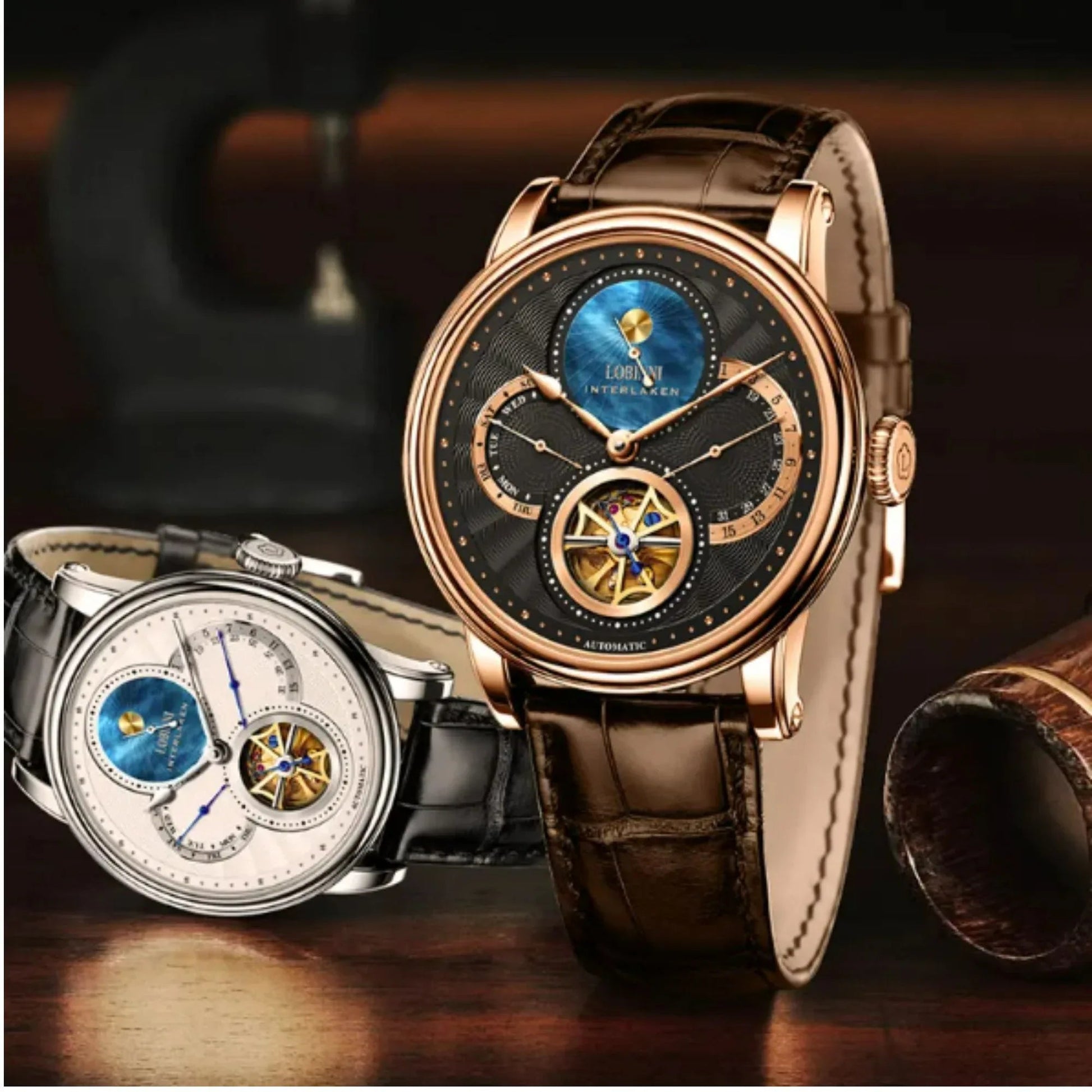 Lobinni skeleton mechanical watch luxury brand wristwatches automatic mechanical watch wrist for men - 16015 - DREAM WATCHES