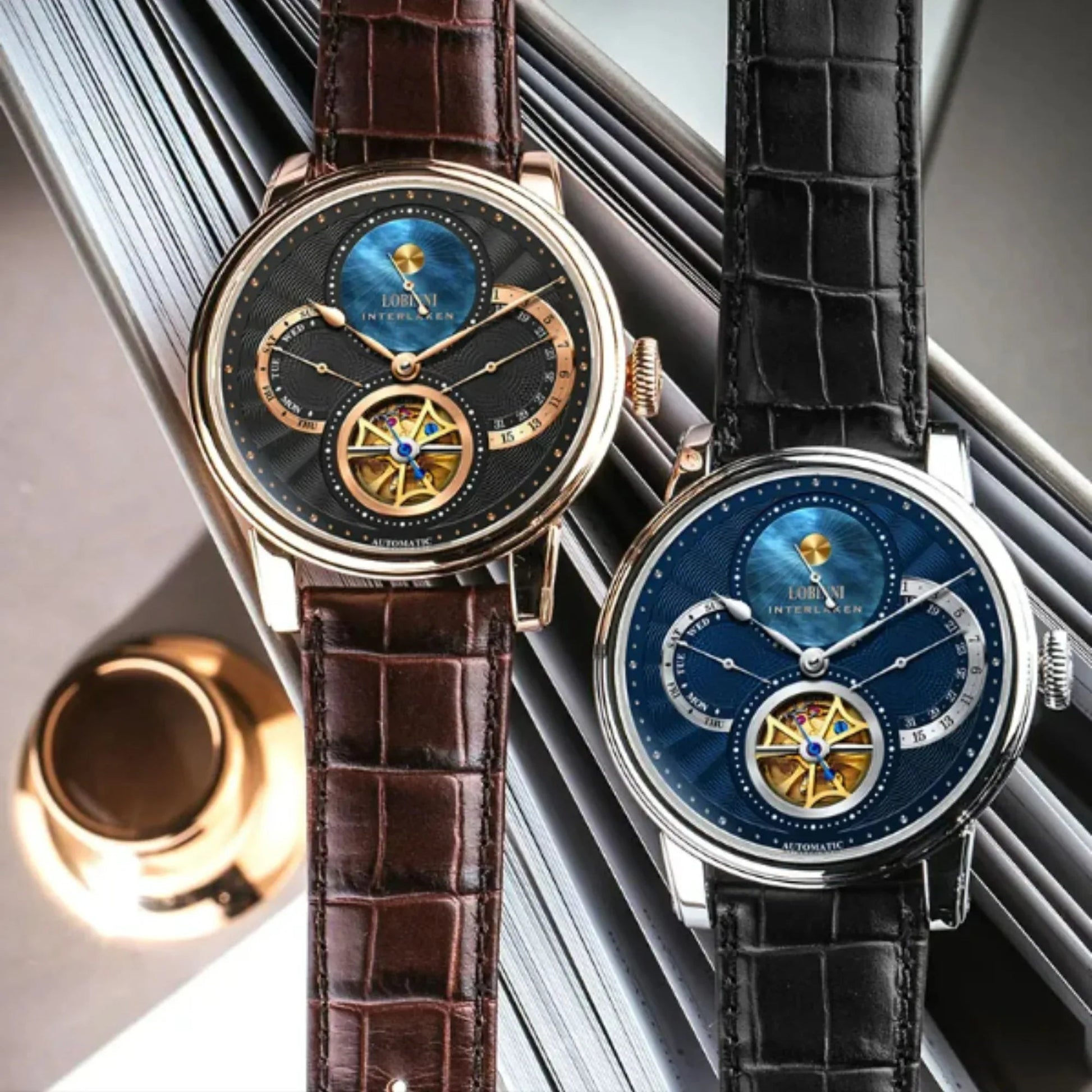 Lobinni skeleton mechanical watch luxury brand wristwatches automatic mechanical watch wrist for men - 16015 - DREAM WATCHES