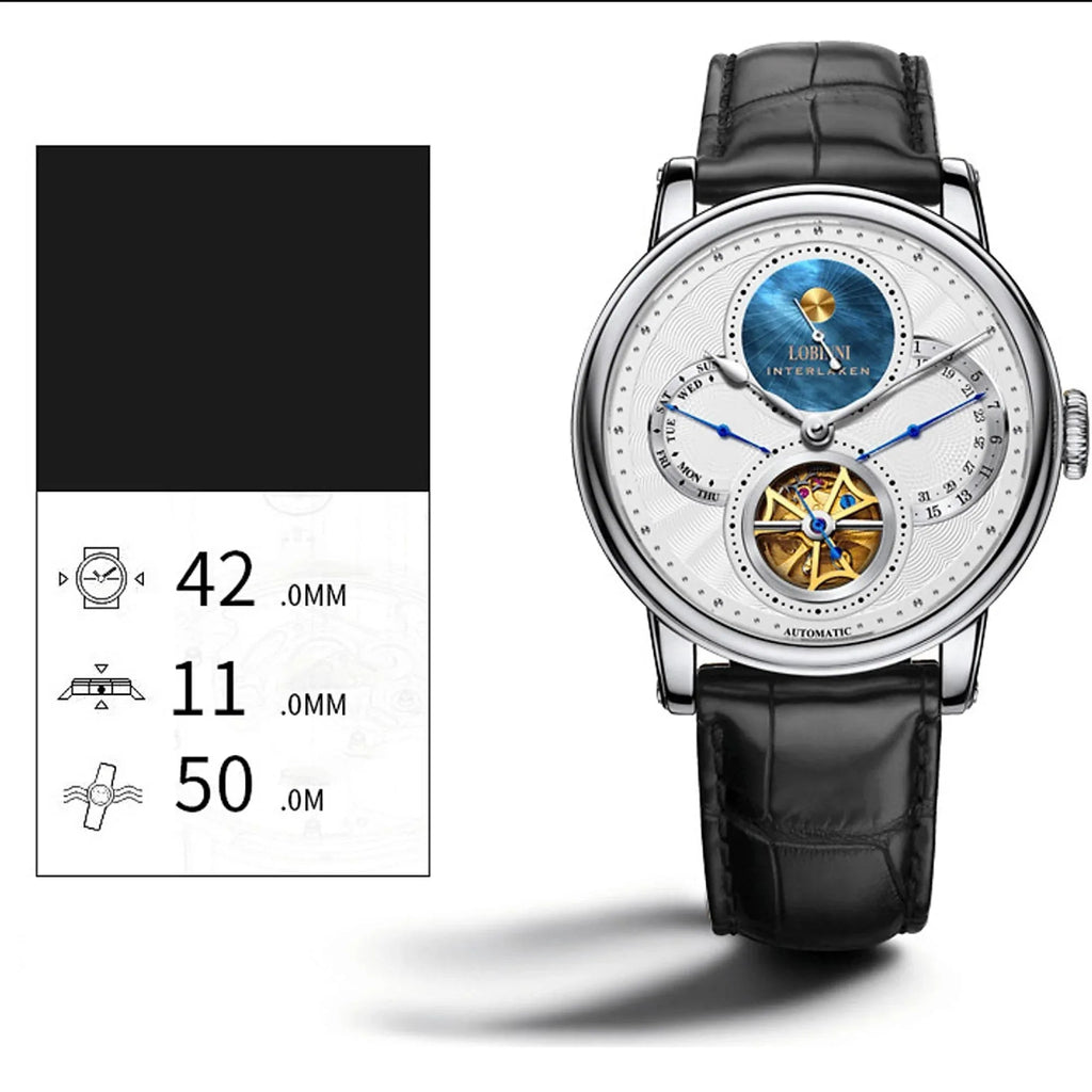 Lobinni skeleton mechanical watch luxury brand wristwatches automatic mechanical watch wrist for men - 16015 - DREAM WATCHES