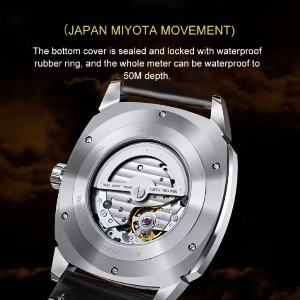 Lobinni sports watch men's square luminous pointer automatic mechanical watch - 16070 - DREAM WATCHES