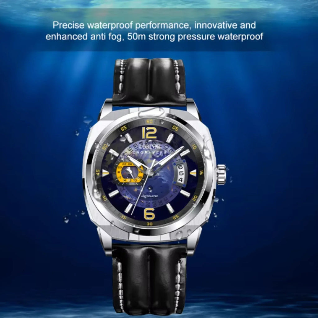 Lobinni sports watch men's square luminous pointer automatic mechanical watch - 16070 - DREAM WATCHES