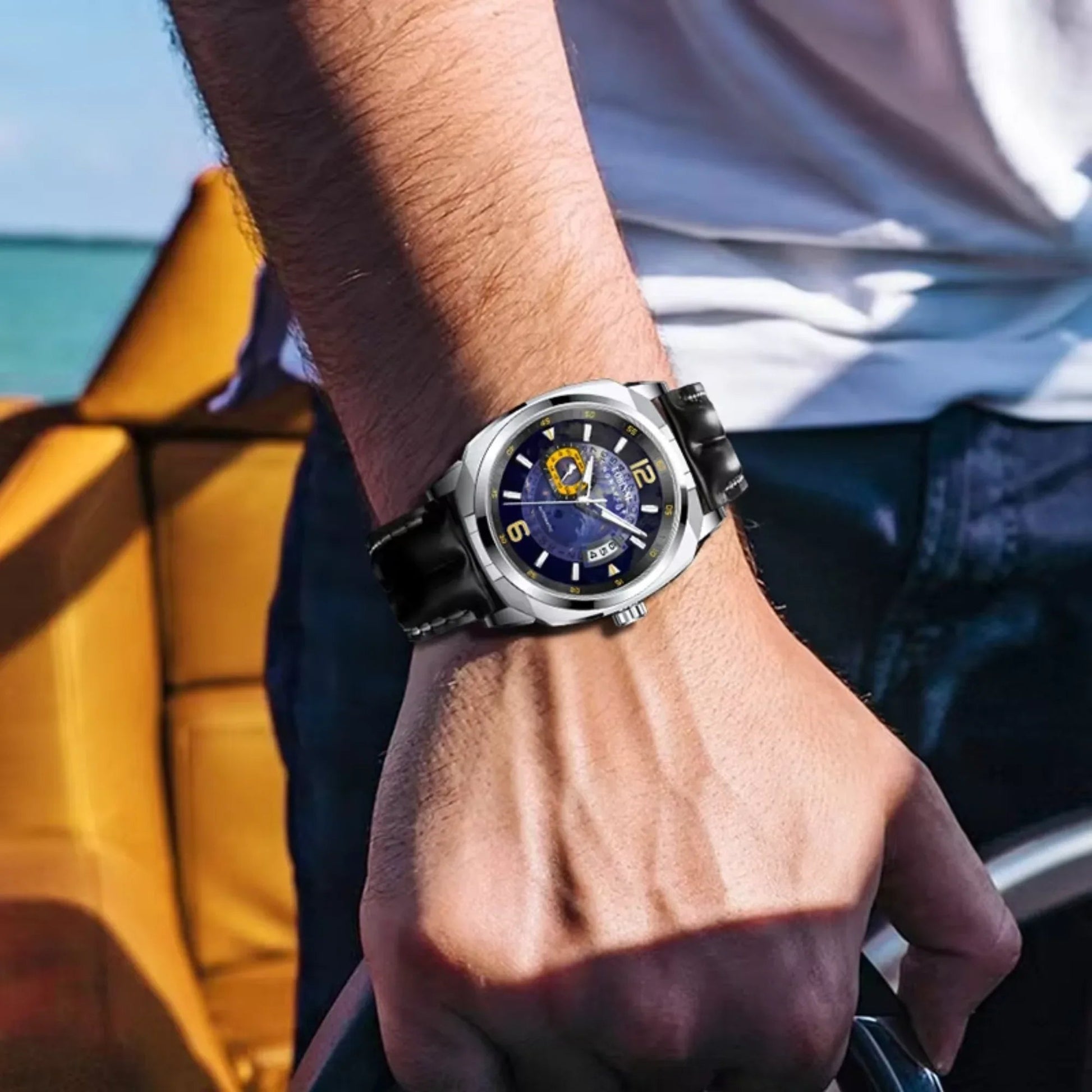 Lobinni sports watch men's square luminous pointer automatic mechanical watch - 16070 - DREAM WATCHES