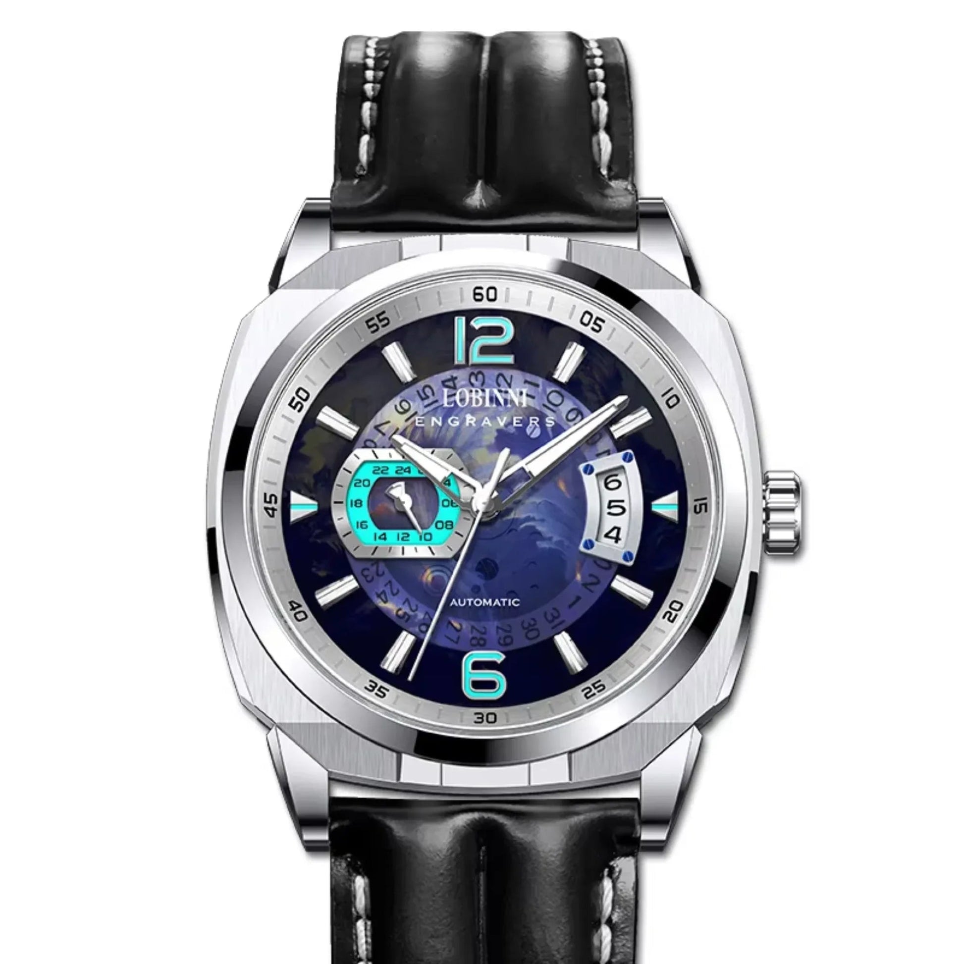 Lobinni sports watch men's square luminous pointer automatic mechanical watch - 16070 - DREAM WATCHES