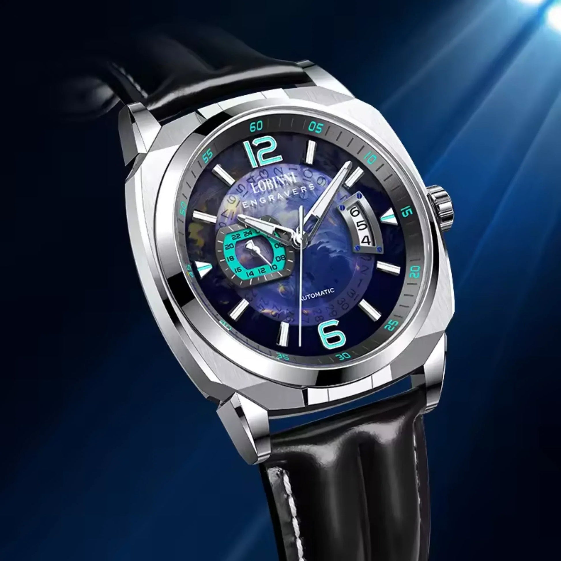 Lobinni sports watch men's square luminous pointer automatic mechanical watch - 16070 - DREAM WATCHES