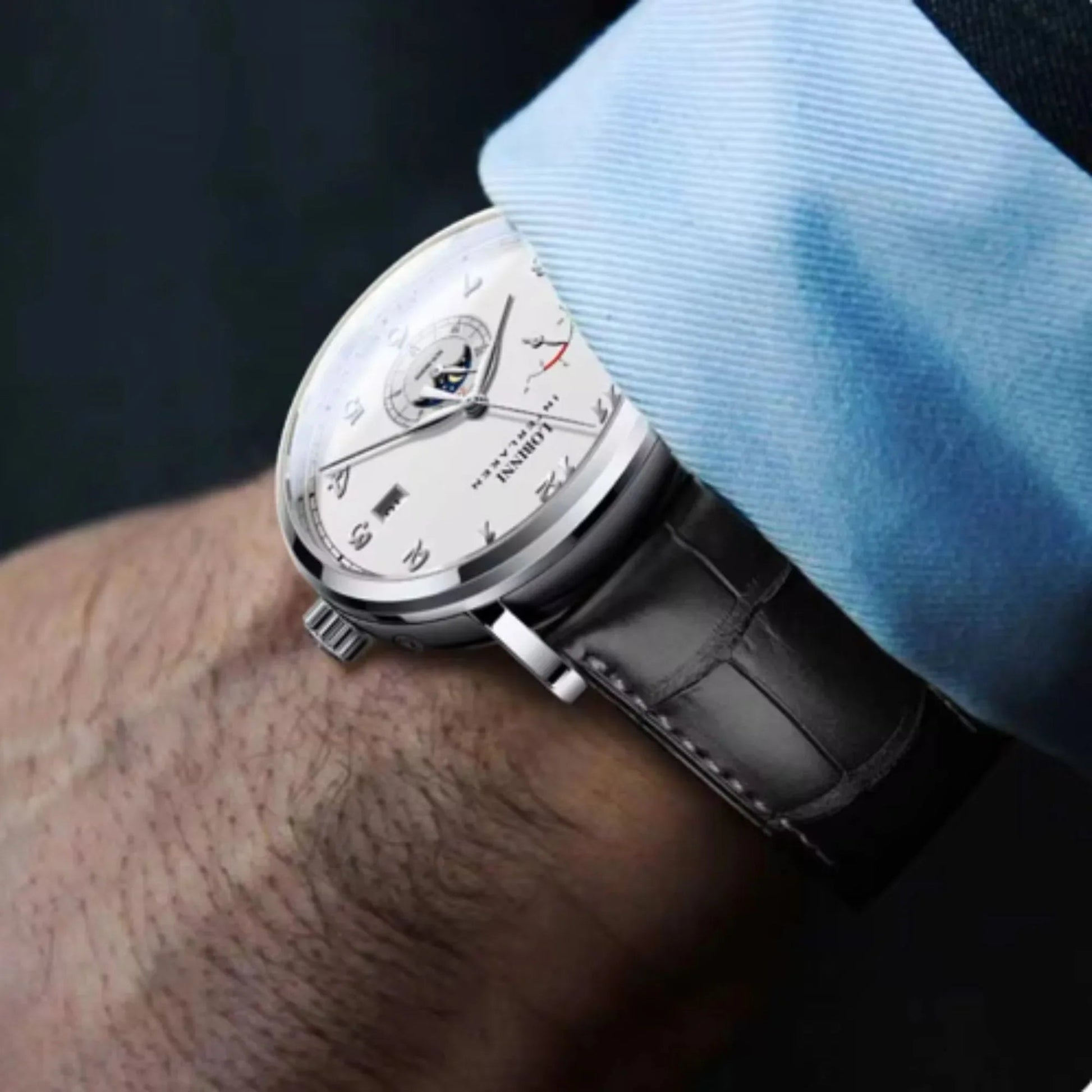 LOBINNI Stainless Steel Automatic Men Wristwatch Moon Phase Date Men Mechanical Watches Sapphire Glass Waterproof Watches - 686009 - DREAM WATCHES