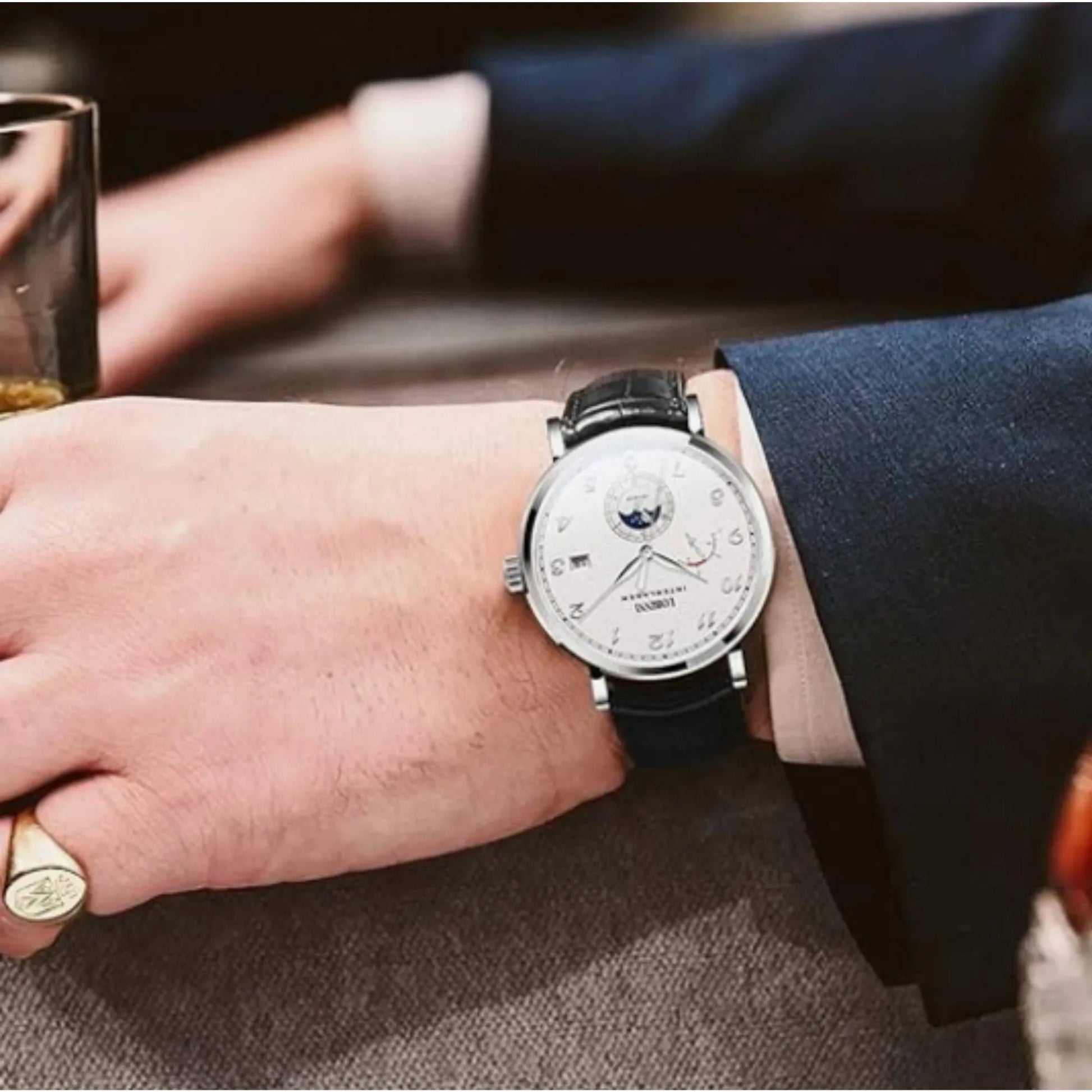 LOBINNI Stainless Steel Automatic Men Wristwatch Moon Phase Date Men Mechanical Watches Sapphire Glass Waterproof Watches - 686009 - DREAM WATCHES