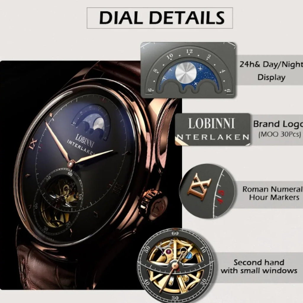 LOBINNI Stainless Steel Men Watches Top Brand Luxury Automatic Mechanical Watch Sapphire Glass Waterproof Wirstwatch - 13021/22 - DREAM WATCHES