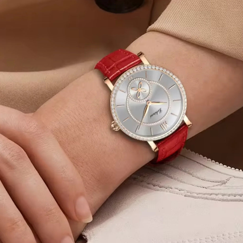 LOBINNI Watch For Women Sunray-Dial Zircon Seagull Movement Automatic Mechanical Wrist Watch Woman - 2073 - DREAM WATCHES
