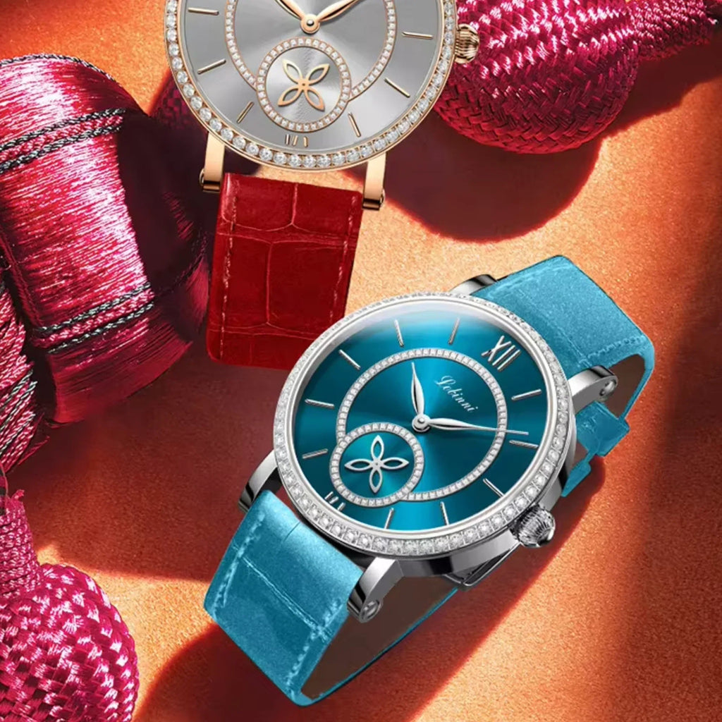 LOBINNI Watch For Women Sunray-Dial Zircon Seagull Movement Automatic Mechanical Wrist Watch Woman - 2073 - DREAM WATCHES
