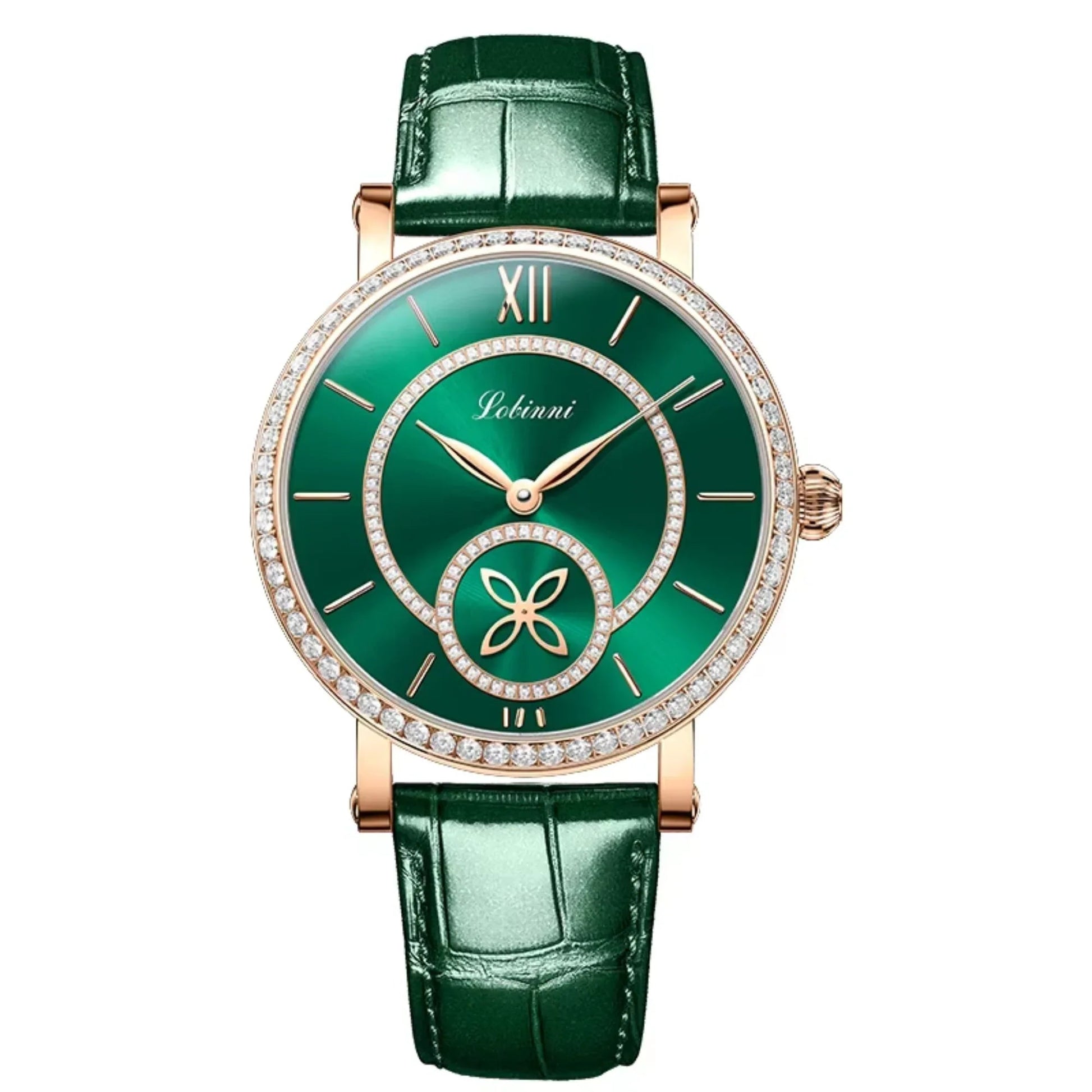 LOBINNI Watch For Women Sunray-Dial Zircon Seagull Movement Automatic Mechanical Wrist Watch Woman - 2073 - DREAM WATCHES