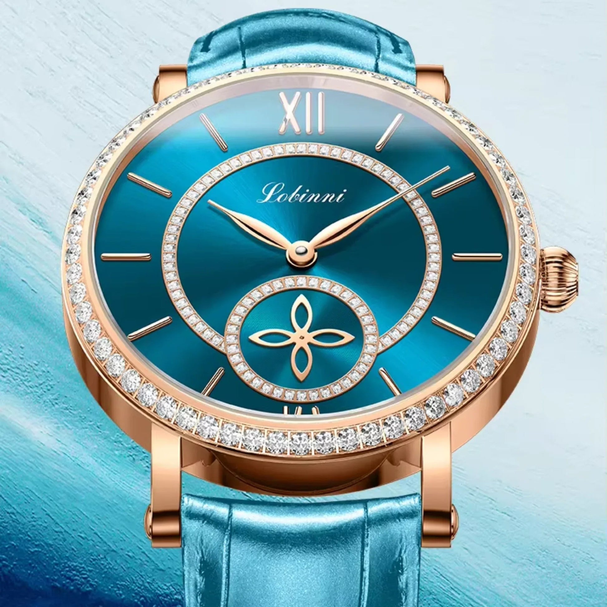LOBINNI Watch For Women Sunray-Dial Zircon Seagull Movement Automatic Mechanical Wrist Watch Woman - 2073 - DREAM WATCHES