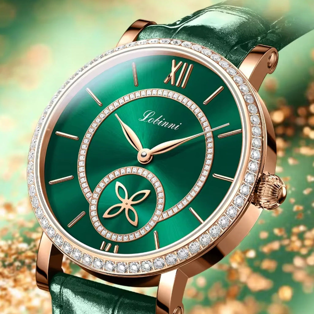 LOBINNI Watch For Women Sunray-Dial Zircon Seagull Movement Automatic Mechanical Wrist Watch Woman - 2073 - DREAM WATCHES
