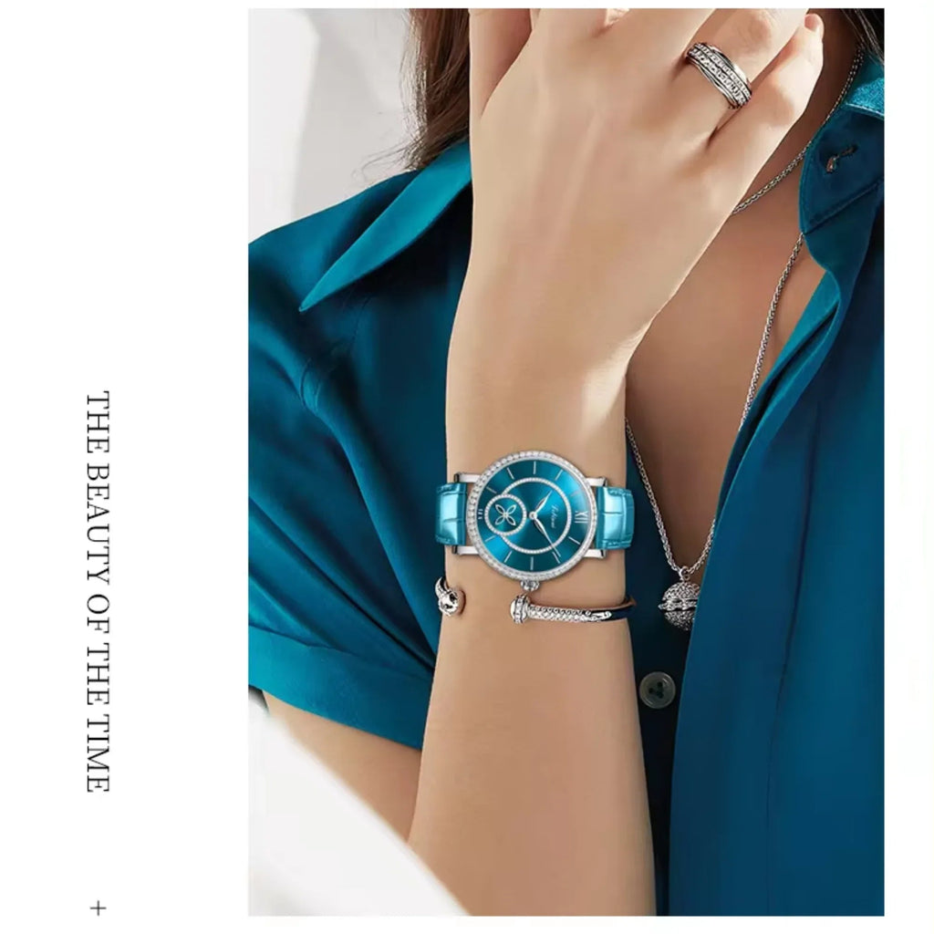 LOBINNI Watch For Women Sunray-Dial Zircon Seagull Movement Automatic Mechanical Wrist Watch Woman - 2073 - DREAM WATCHES