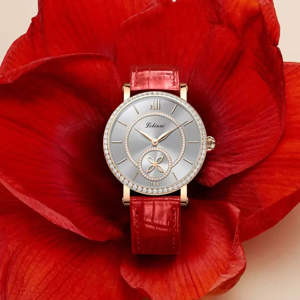LOBINNI Watch For Women Sunray-Dial Zircon Seagull Movement Automatic Mechanical Wrist Watch Woman - 2073 - DREAM WATCHES