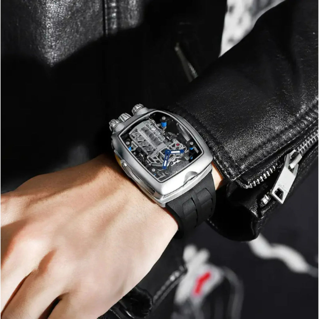 Luxury Automatic double barrel Japanese Miyota Tourbillon Automatic Watch - Black - DREAM WATCHES