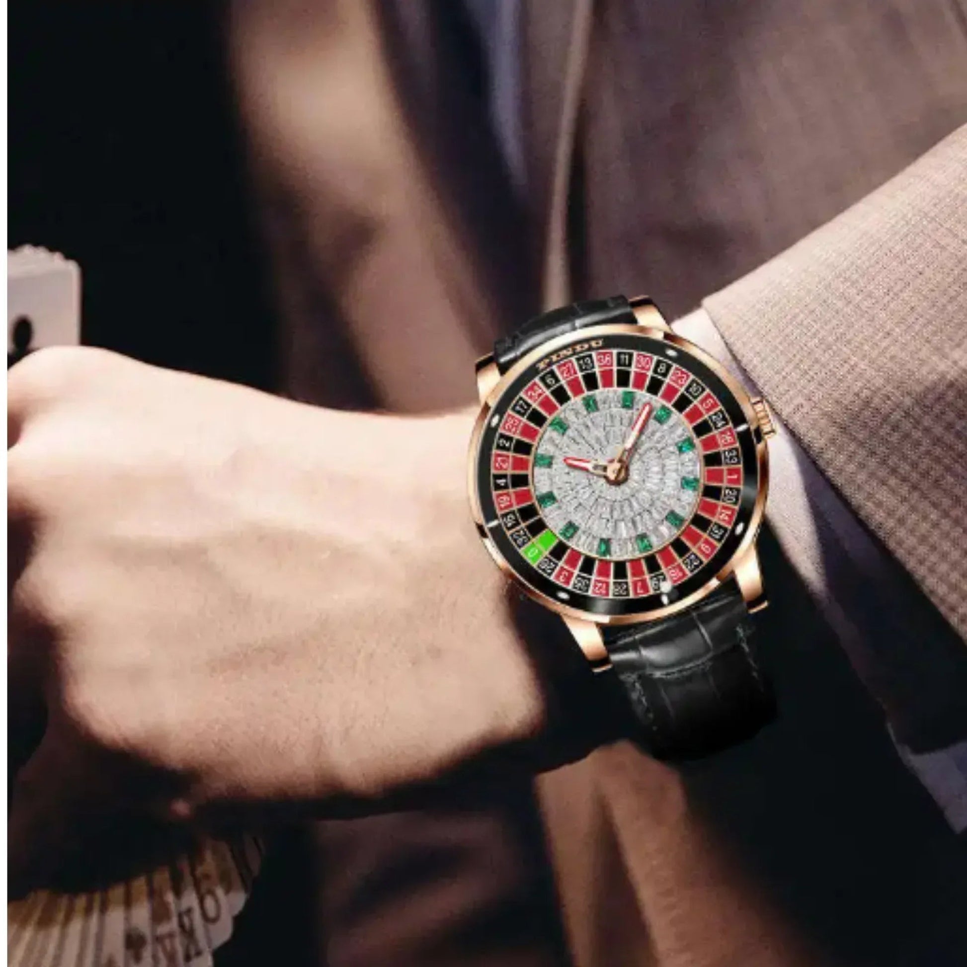 Luxury Casino Watch with Seiko NH-35 Automatic movement Crystal Diamond Watches Rotating Disk Mens Mechanical watch Roulette - DREAM WATCHES
