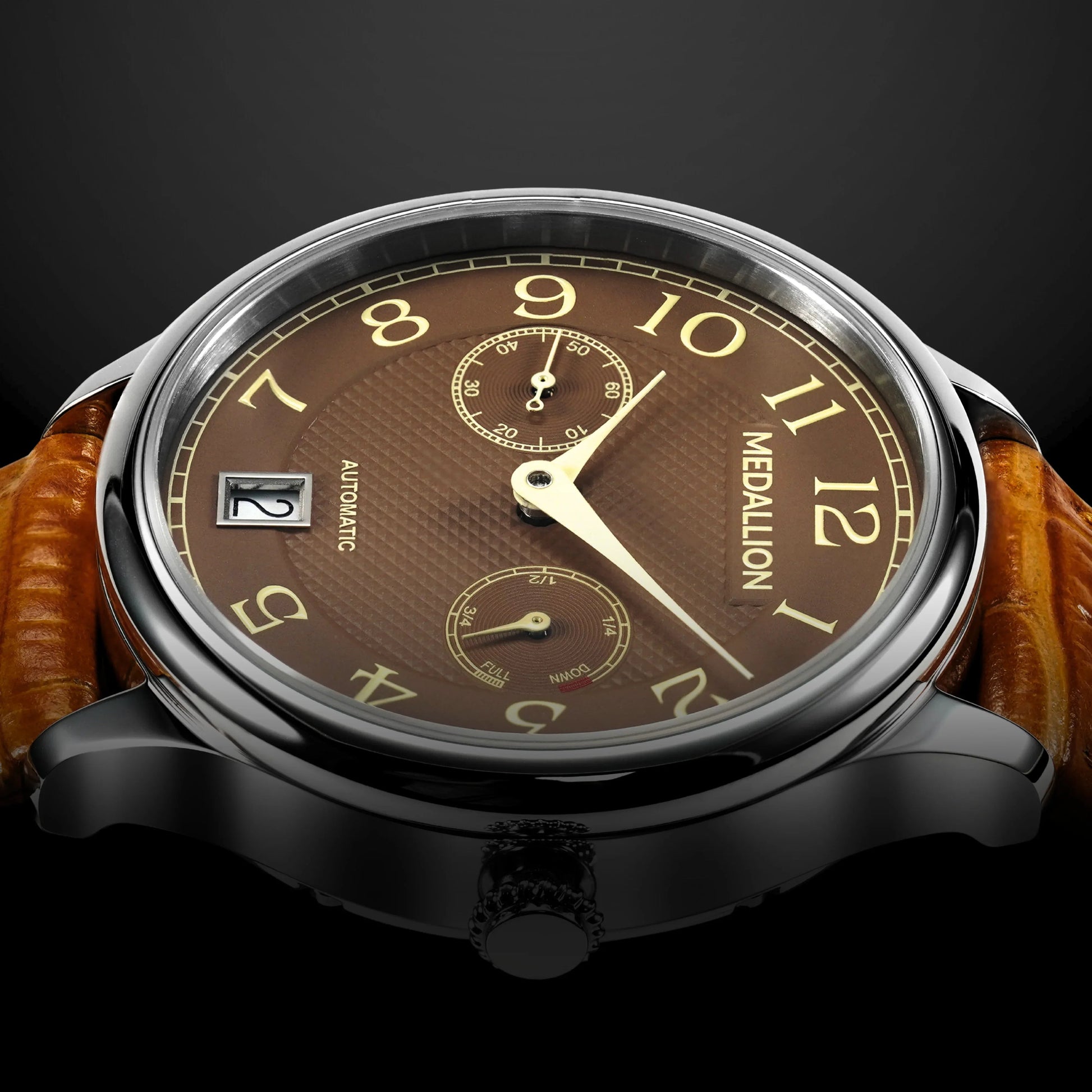 MEDALLION "Symphony" Mens 40 mm Automatic - Enamel Brown - DREAM WATCHES
