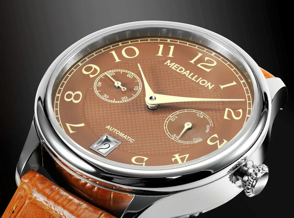 MEDALLION "Symphony" Mens 40 mm Automatic - Enamel Brown - DREAM WATCHES