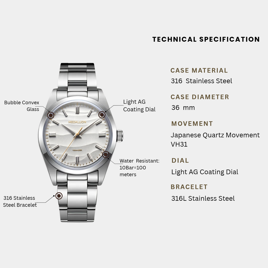 MEDALLION Tarang with Japanese Seiko VH31 Movement | Sikata - Sand White