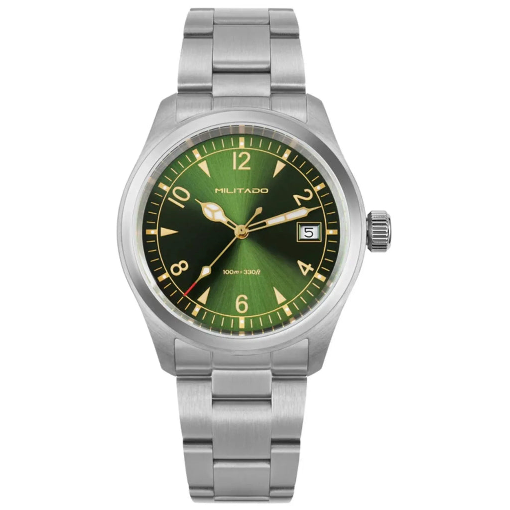 Militado 38mm Sapphire Crystal Field Watch ML08 Green Dial - DREAM WATCHES
