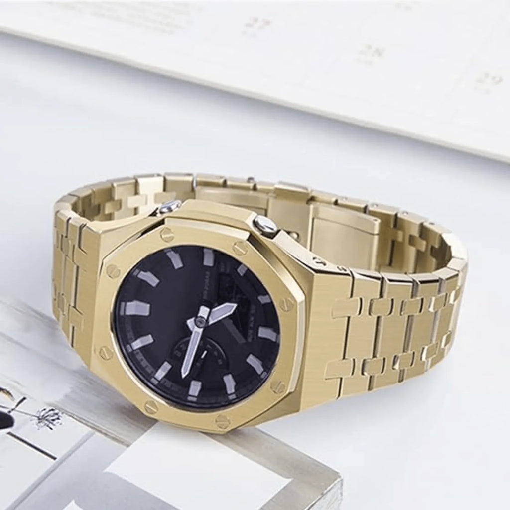 Casioak Frost Solid Stainless Steel Watch Band GA2100 & GM2100 - Golden
