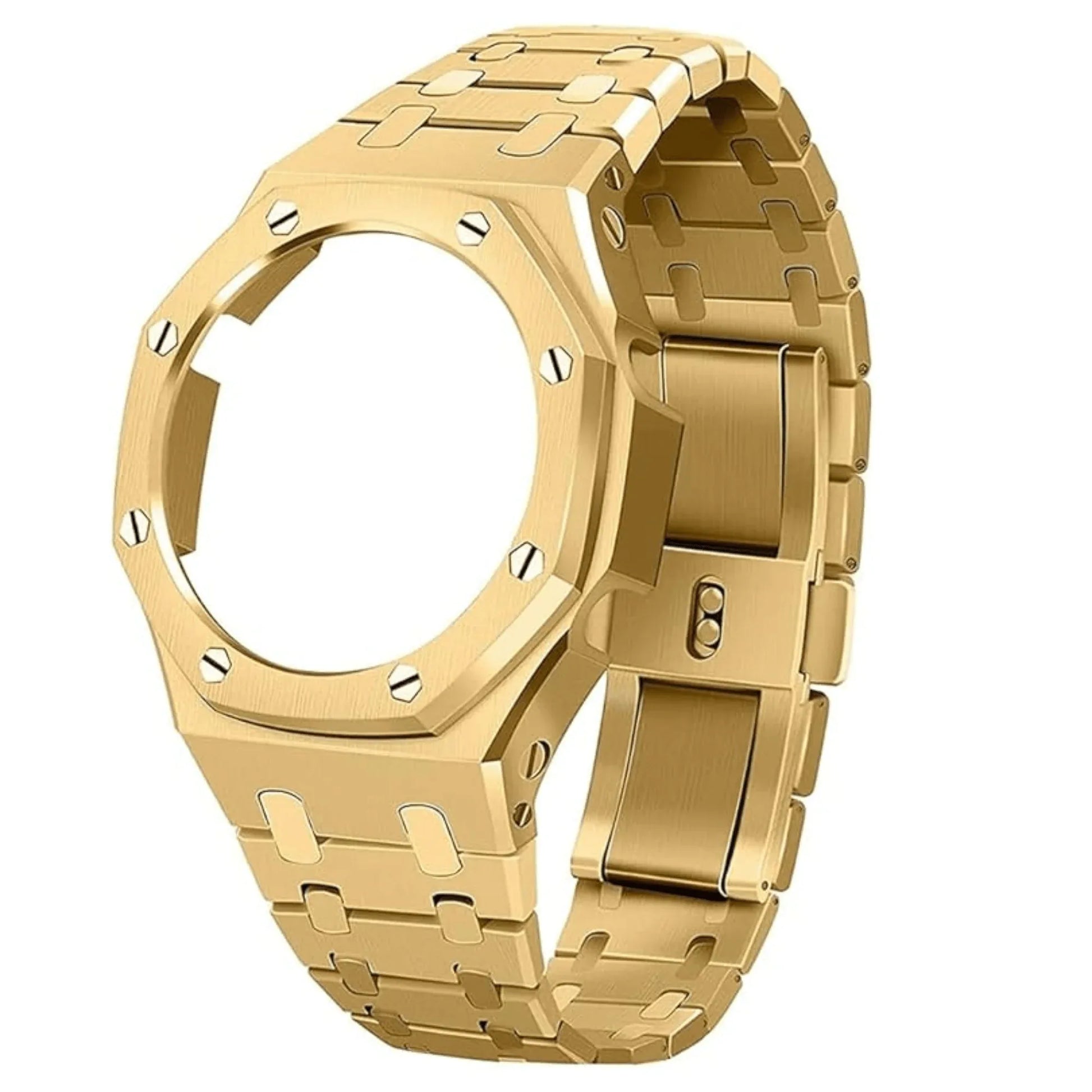 Mod Kit Metal Watchband and Metal Case for G-shock GM-2100 and GM-2110/B-2100 " Casioak" (Golden Bracelet) - DREAM WATCHES