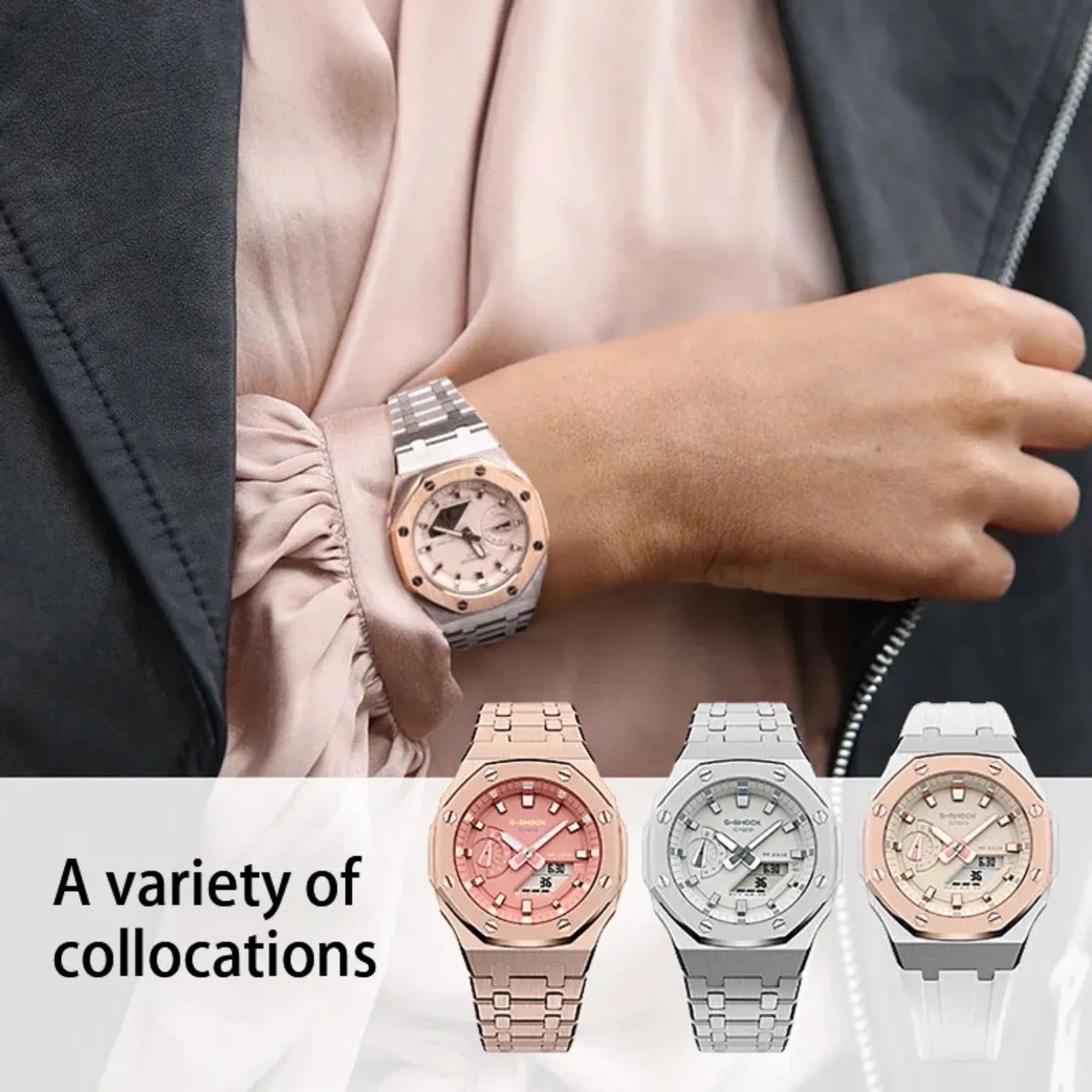 Mod Kit Metal Watchband and Metal Case for G-shock GM-2100 and GM-2110/B-2100 