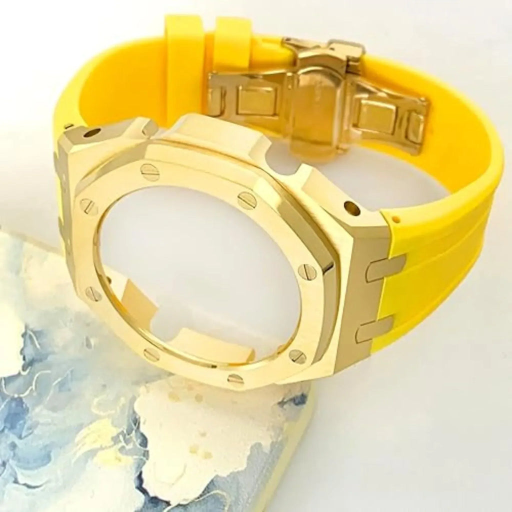 Mod Kit Metal Watchband and Metal Case for G-shock GM-2100 and GM-2110/B-2100 " Casioak ( YELLOW WITH GOLDEN) - DREAM WATCHES