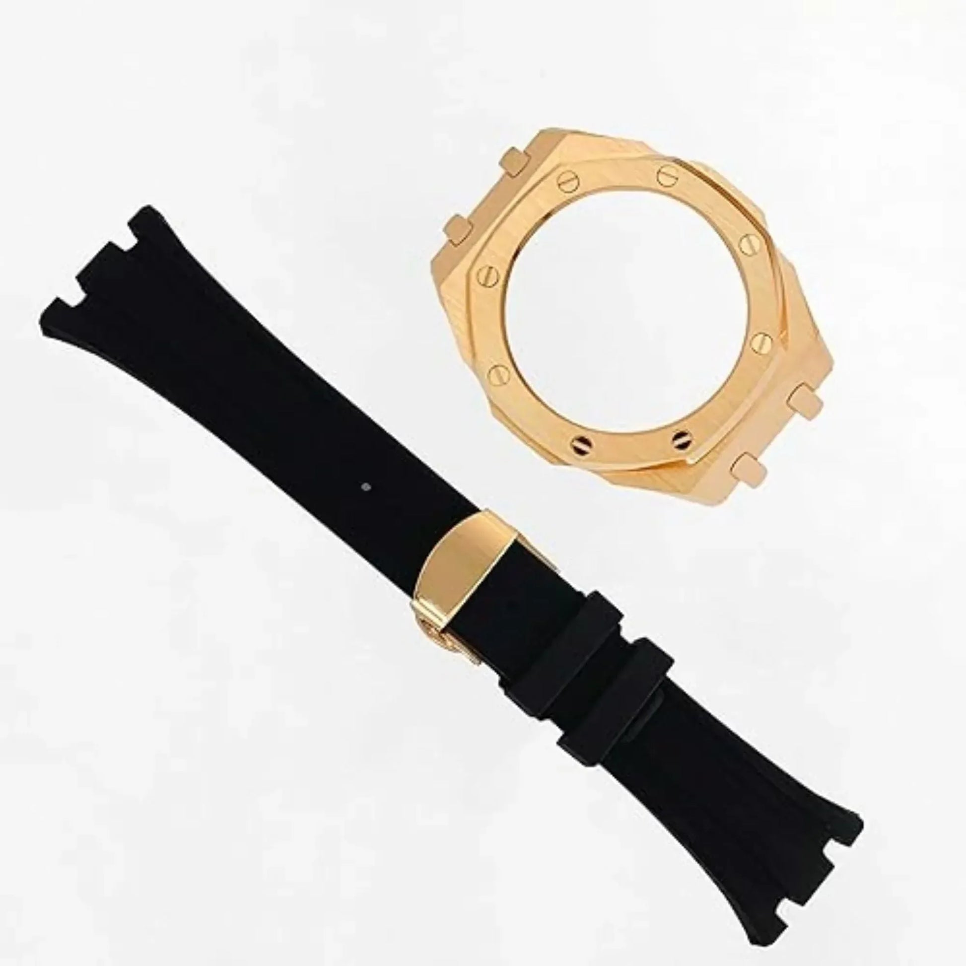 Mod Kit Metal Watchband and Metal Case for G-shock GM-2100 and GM-2110/B-2100 " Casioak"[Black With Rosegold] - DREAM WATCHES
