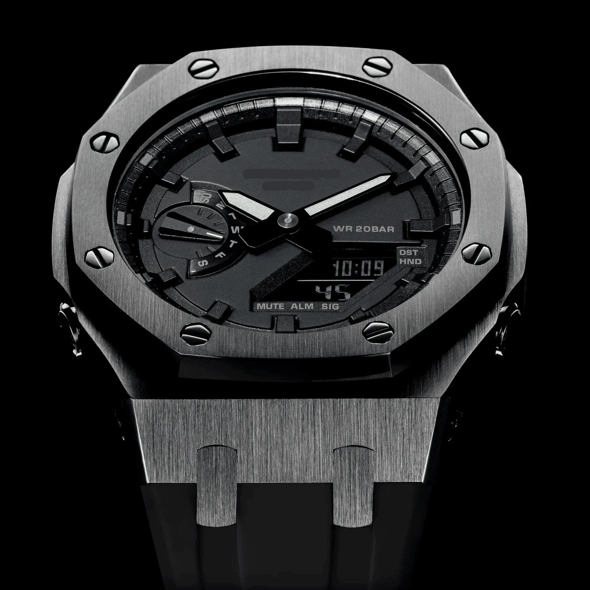 Mod Kit Metal Watchband and Metal Case for G-shock GM-2100 and GM-2110/BA-2100 " Casioak" {Black Bracelet) - DREAM WATCHES