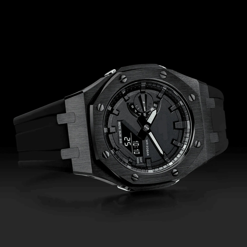 Mod Kit Metal Watchband and Metal Case for G-shock GM-2100 and GM-2110/BA-2100 " Casioak" {Black Bracelet) - DREAM WATCHES