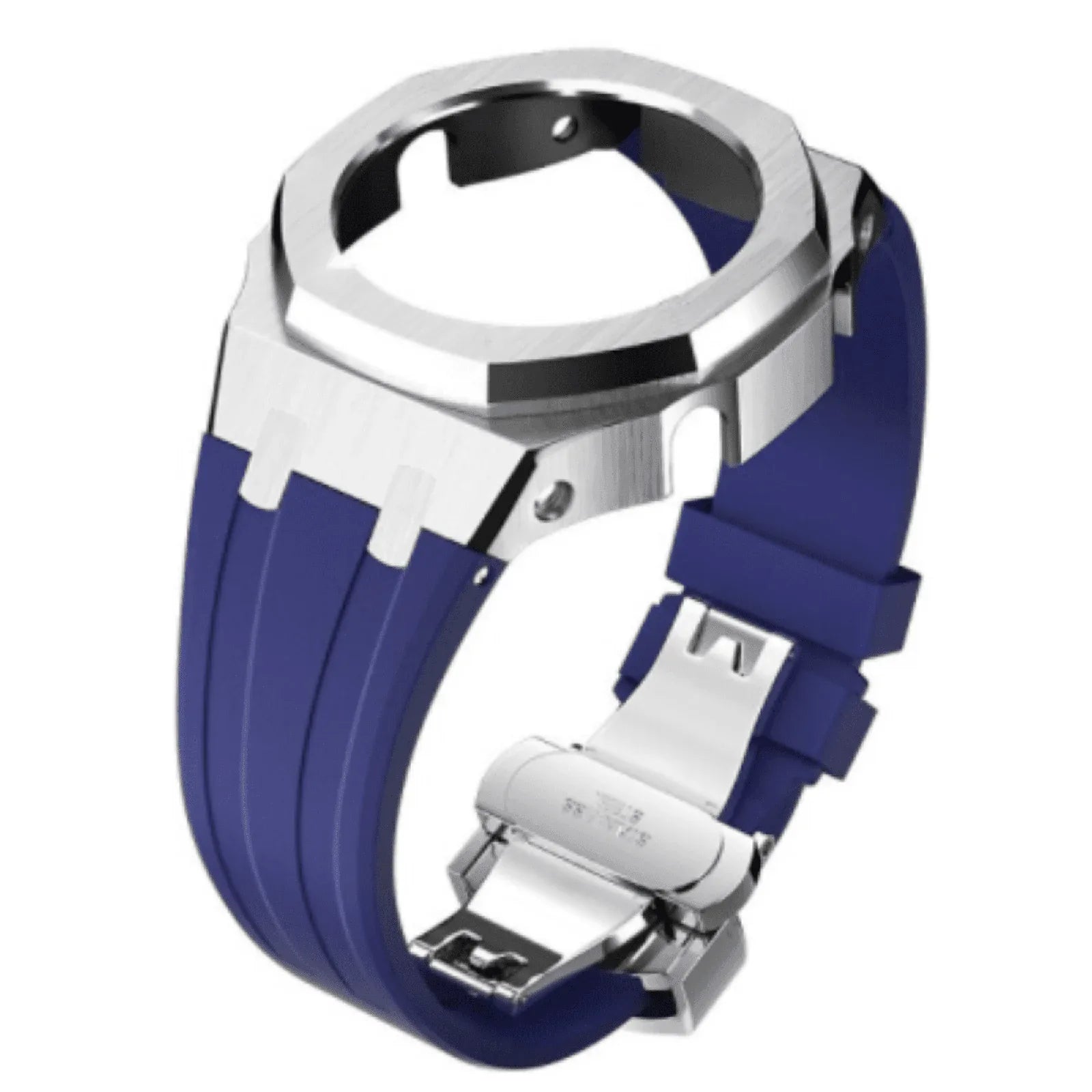 Mod Kit Metal Watchband and Metal Case for G-shock GM-2100 and GM-2110/BA-2100 " Casioak" (Blue Bracelet) - DREAM WATCHES