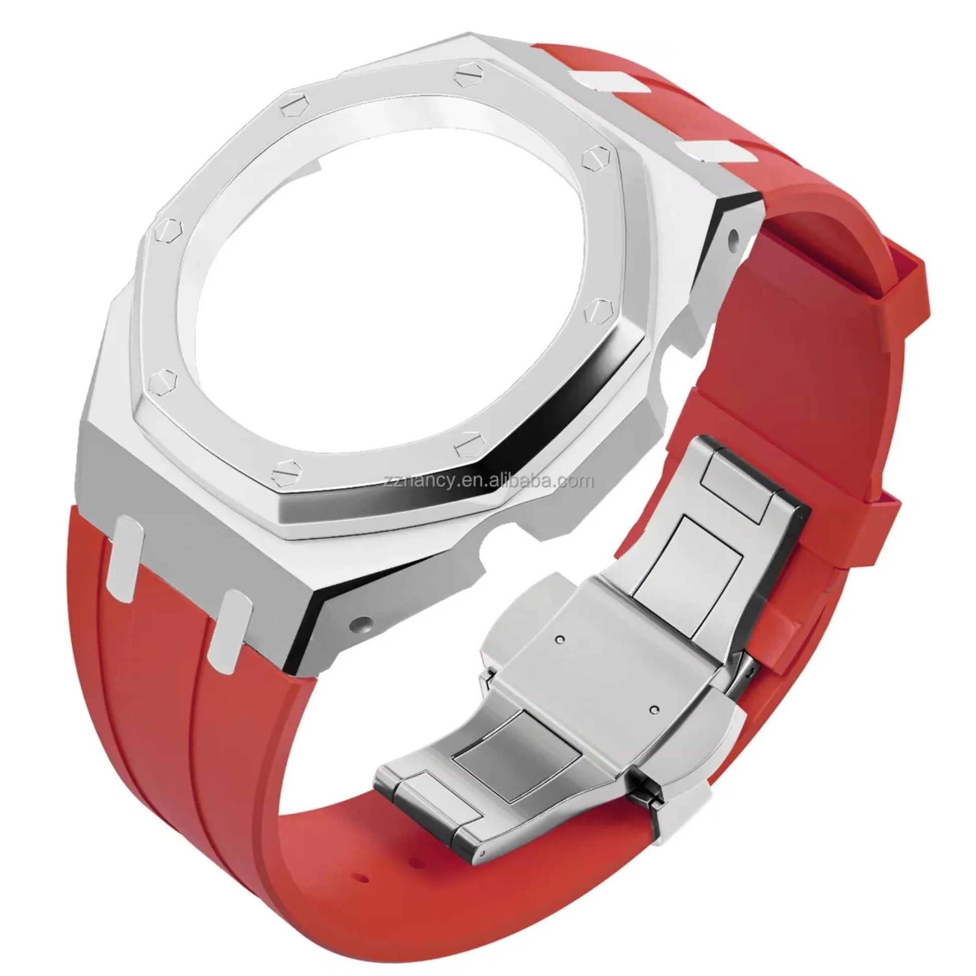 Mod Kit Metal Watchband and Metal Case for G-shock GM-2100 and GM-2110/BA-2100 " Casioak" (Red- Bracelet) - DREAM WATCHES