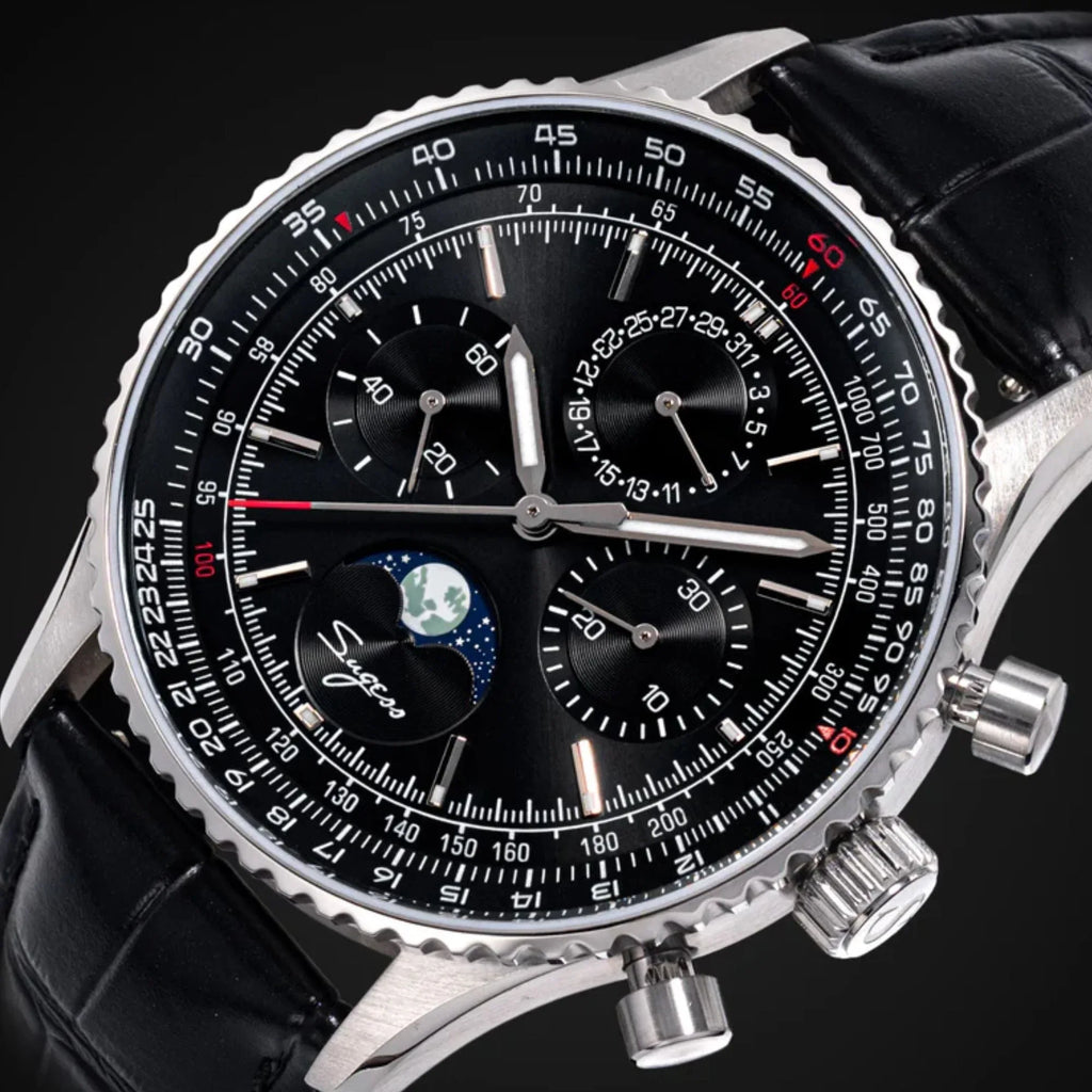 MoonPhase Chrono Master S468 Stainless Steel Case Black Dial - DREAM WATCHES