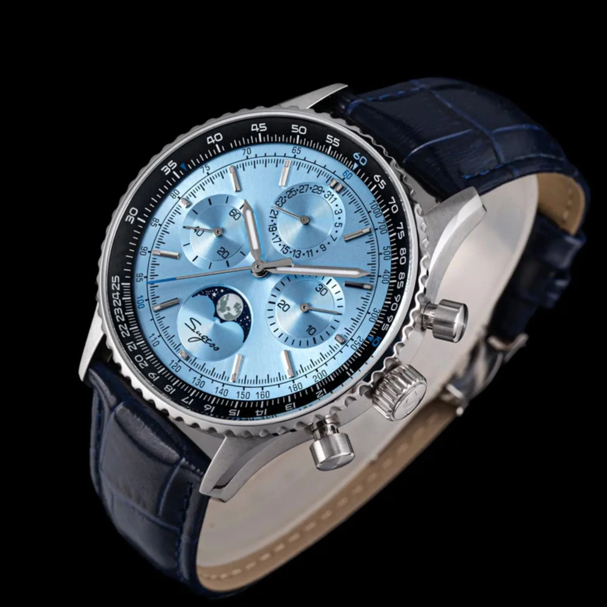 MoonPhase Chrono Master S468 Stainless Steel Case Ice Blue Dial - DREAM WATCHES