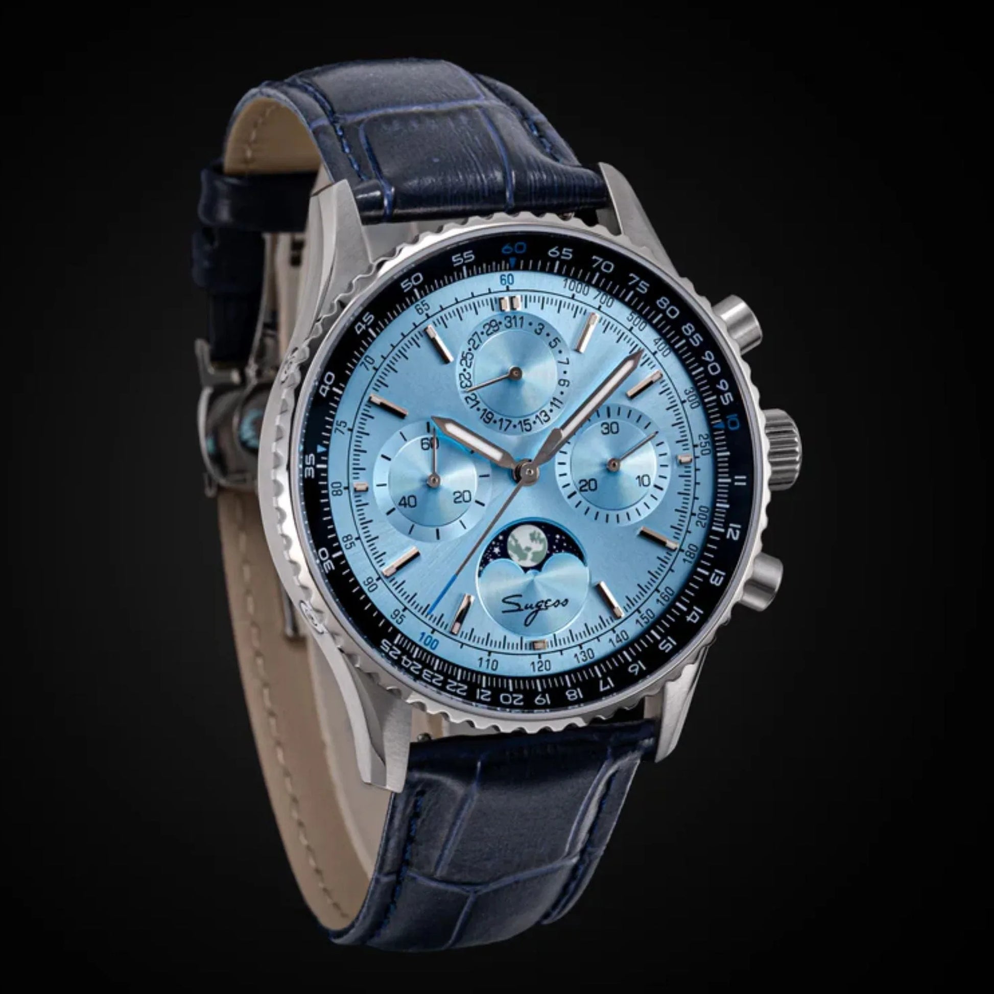MoonPhase Chrono Master S468 Stainless Steel Case Ice Blue Dial - DREAM WATCHES