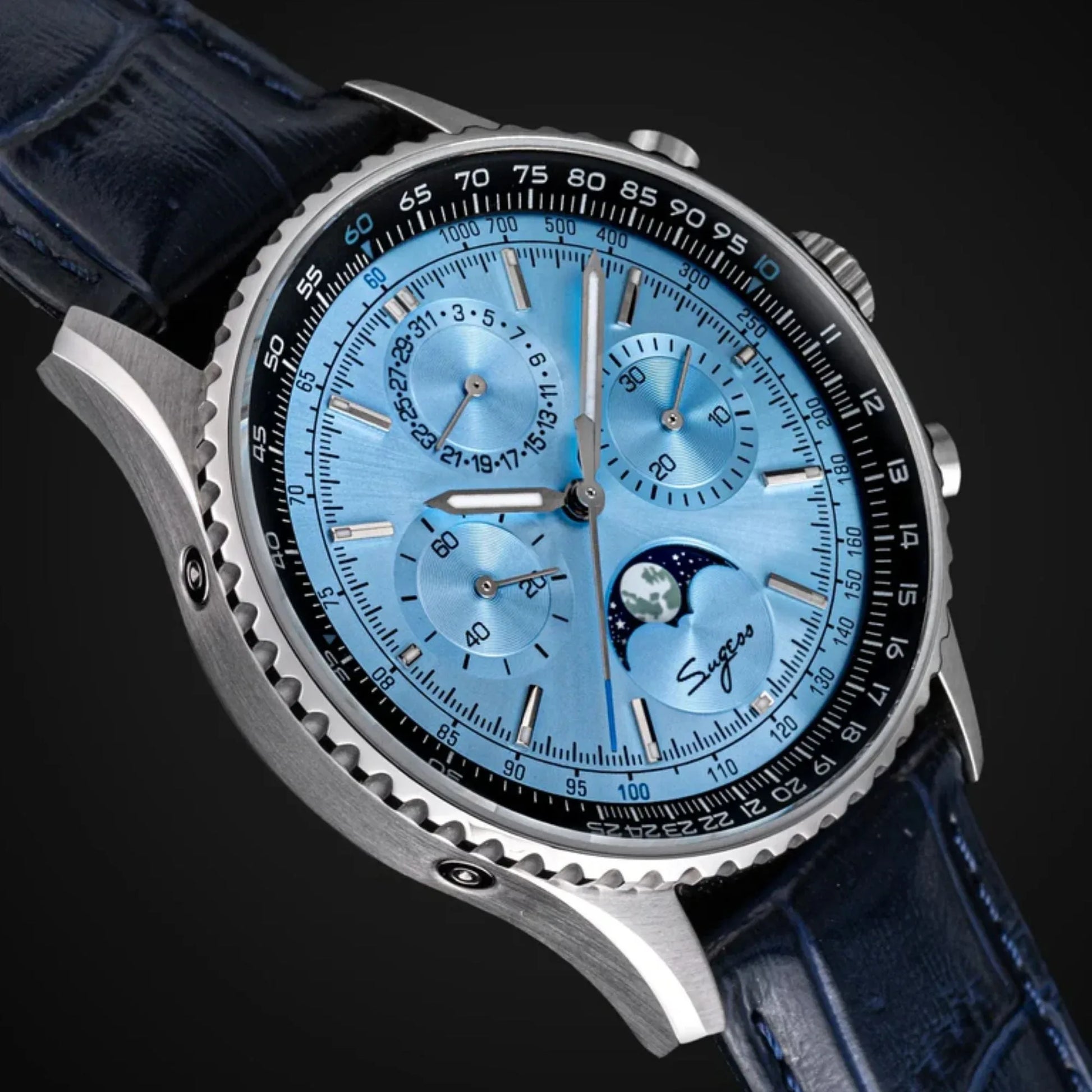 MoonPhase Chrono Master S468 Stainless Steel Case Ice Blue Dial - DREAM WATCHES