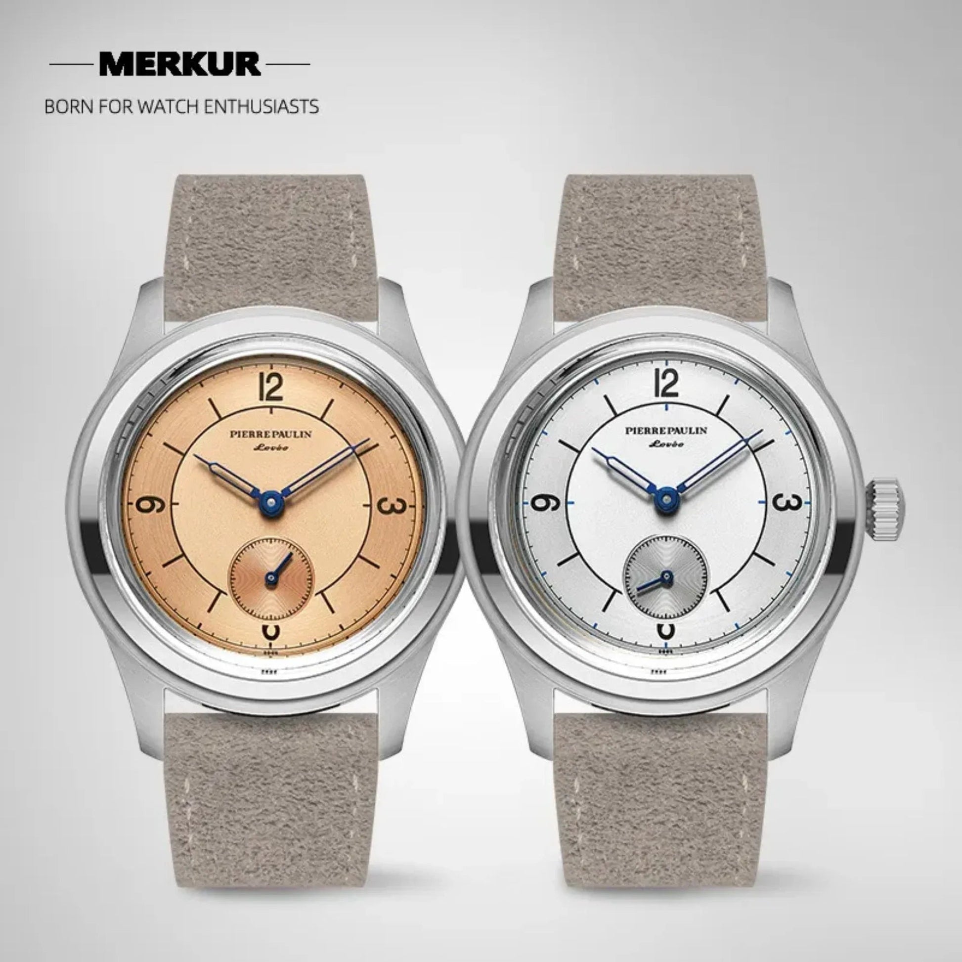 NEW Pierre Paulin business LEVEE series Handwinding Watch Sector Dial Salmon silver dial Vintage Casual Watch Mens - DREAM WATCHES