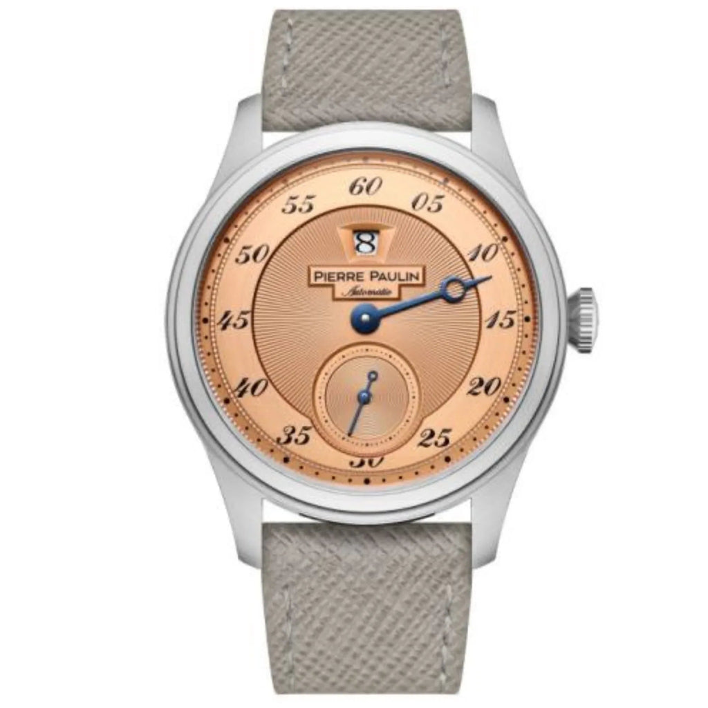 NEW Pierre Paulin Jumping Hour Automatic Seagull St17 mechanical watch steel watch Vintage Date Window - Salmon - DREAM WATCHES