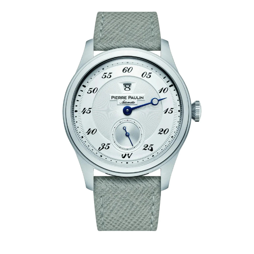 NEW Pierre Paulin Jumping Hour Automatic Seagull St17 mechanical watch steel watch Vintage Date Window - Silver - DREAM WATCHES